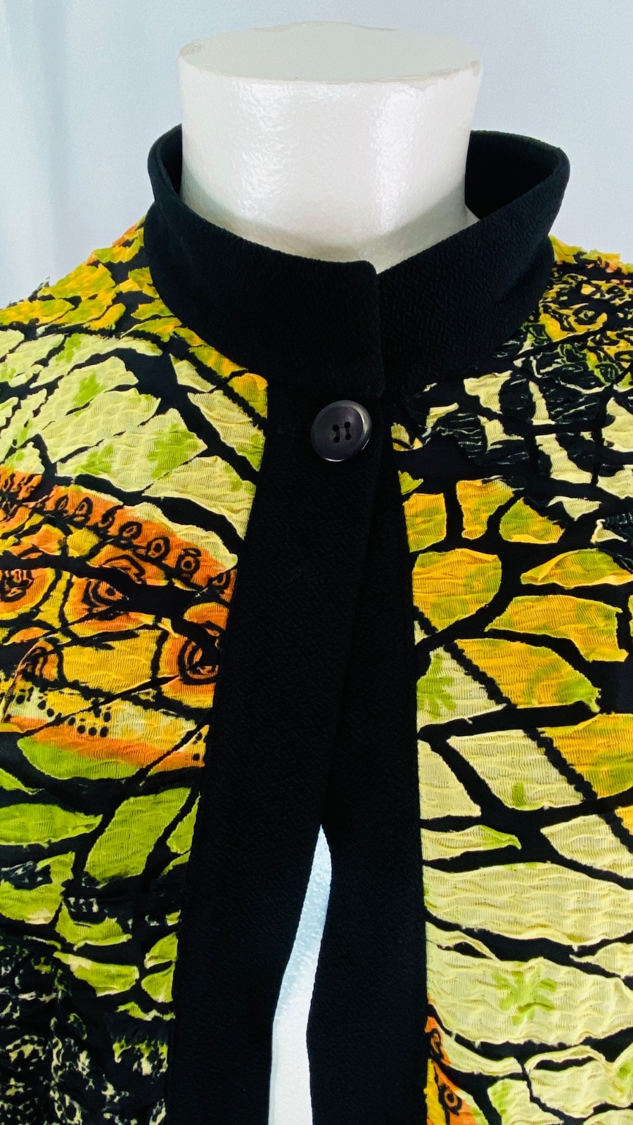 Vintage 1990s long yellow duster jacket XL semi sheer lightweight orange green