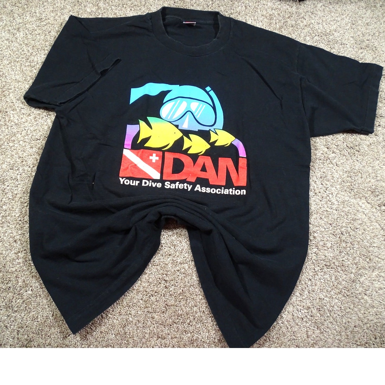 Vtg 90s DAN Scuba T Shirt XL, Divers Alert Network Graphic Tee Neon Gorpcore Top