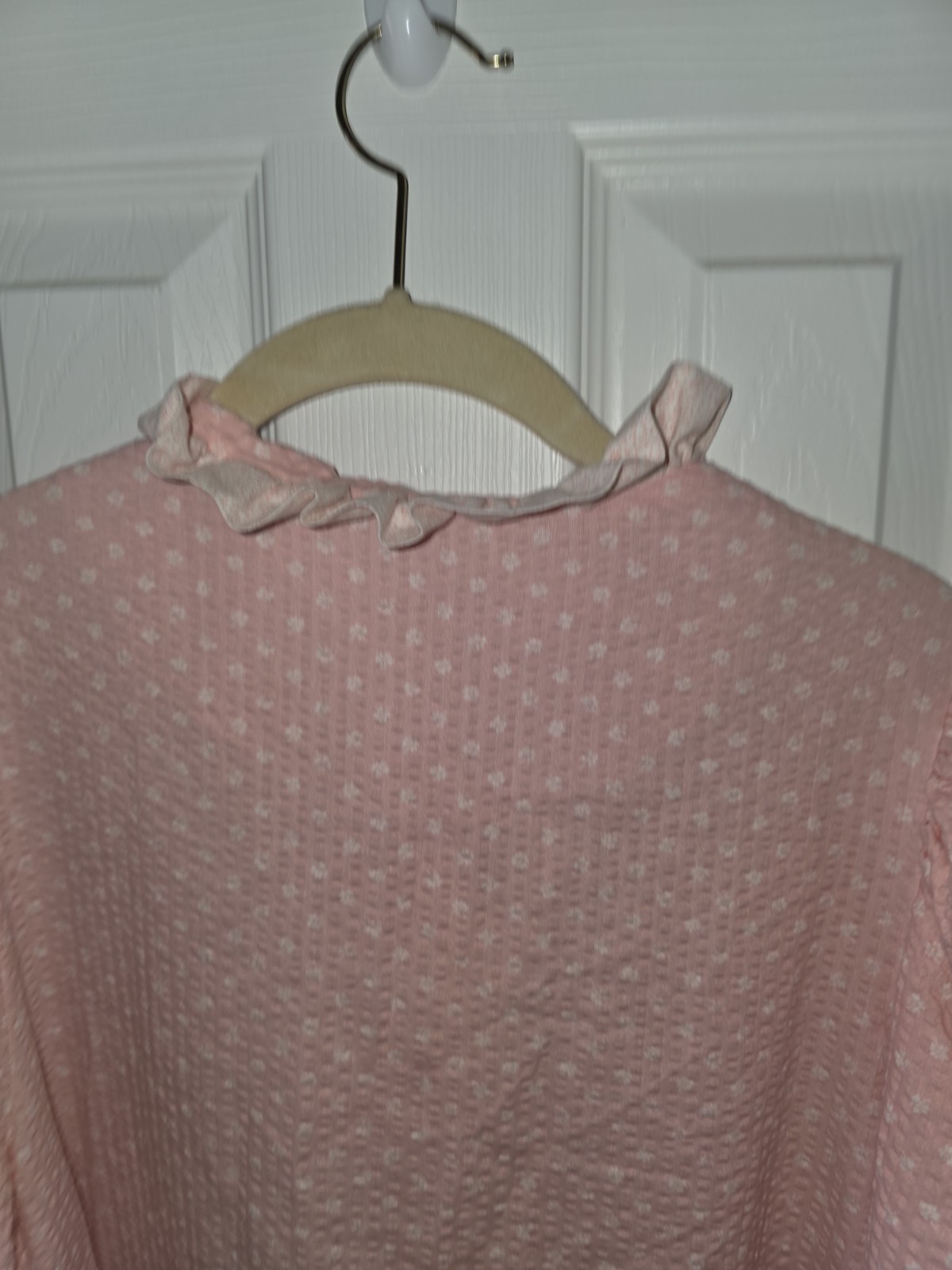 Vintage Miss Elaine Ruffle Pink Floral Nightgown (Medium)