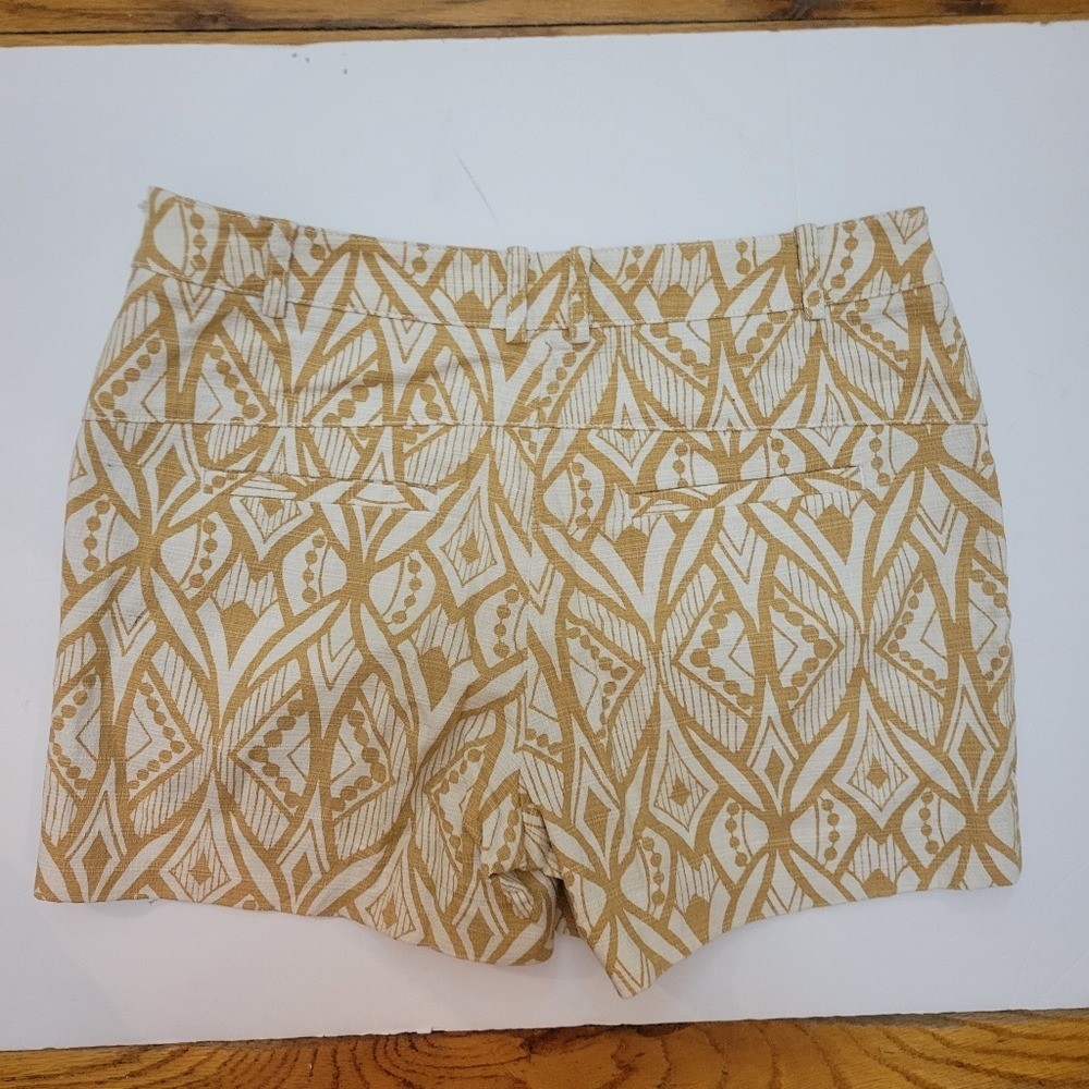 Anthropologie Elevenses Tiled Tide Shorts Mustard Yellow Tribal Boho
