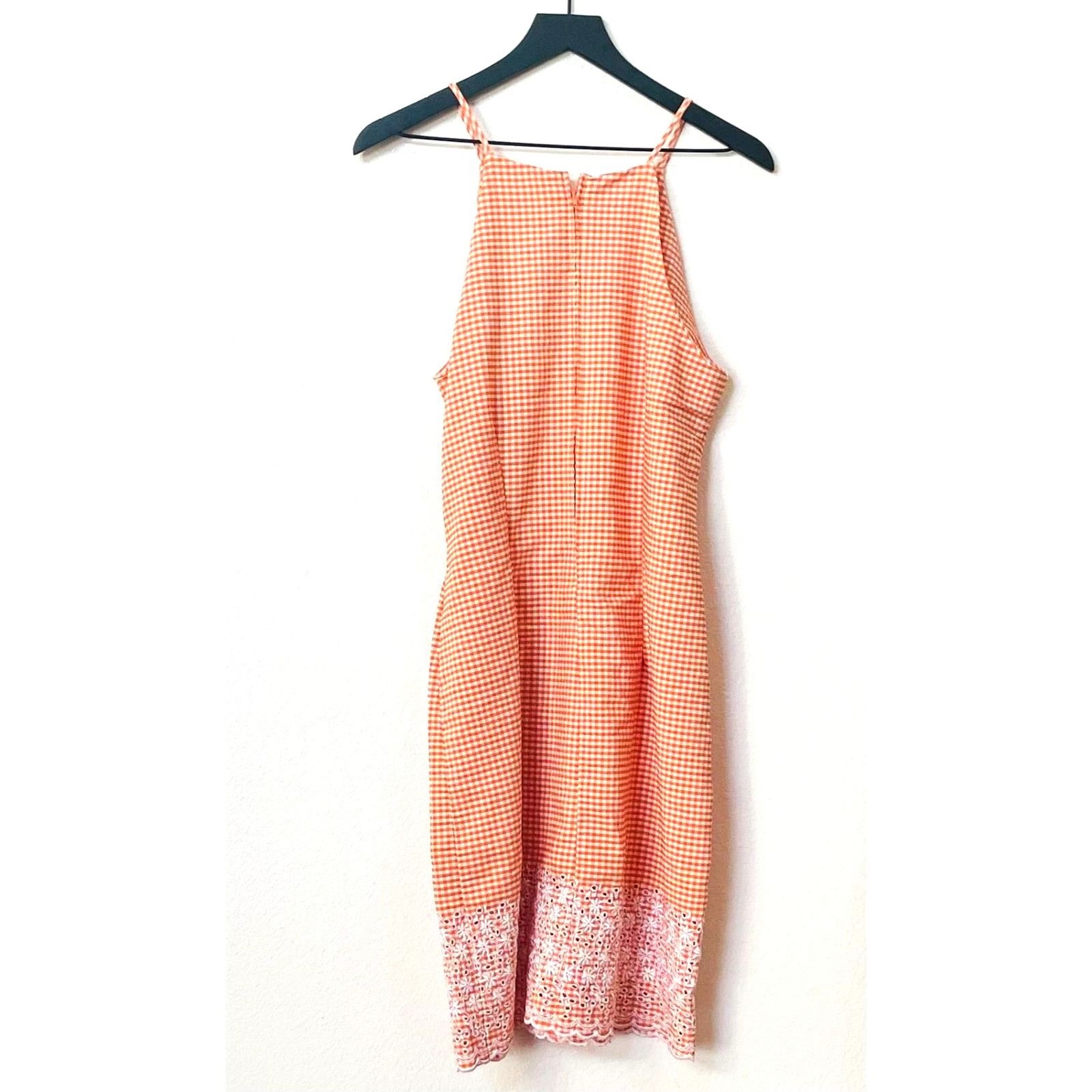 California Concepts Orange and White Checkered Vintage Dress Size 11