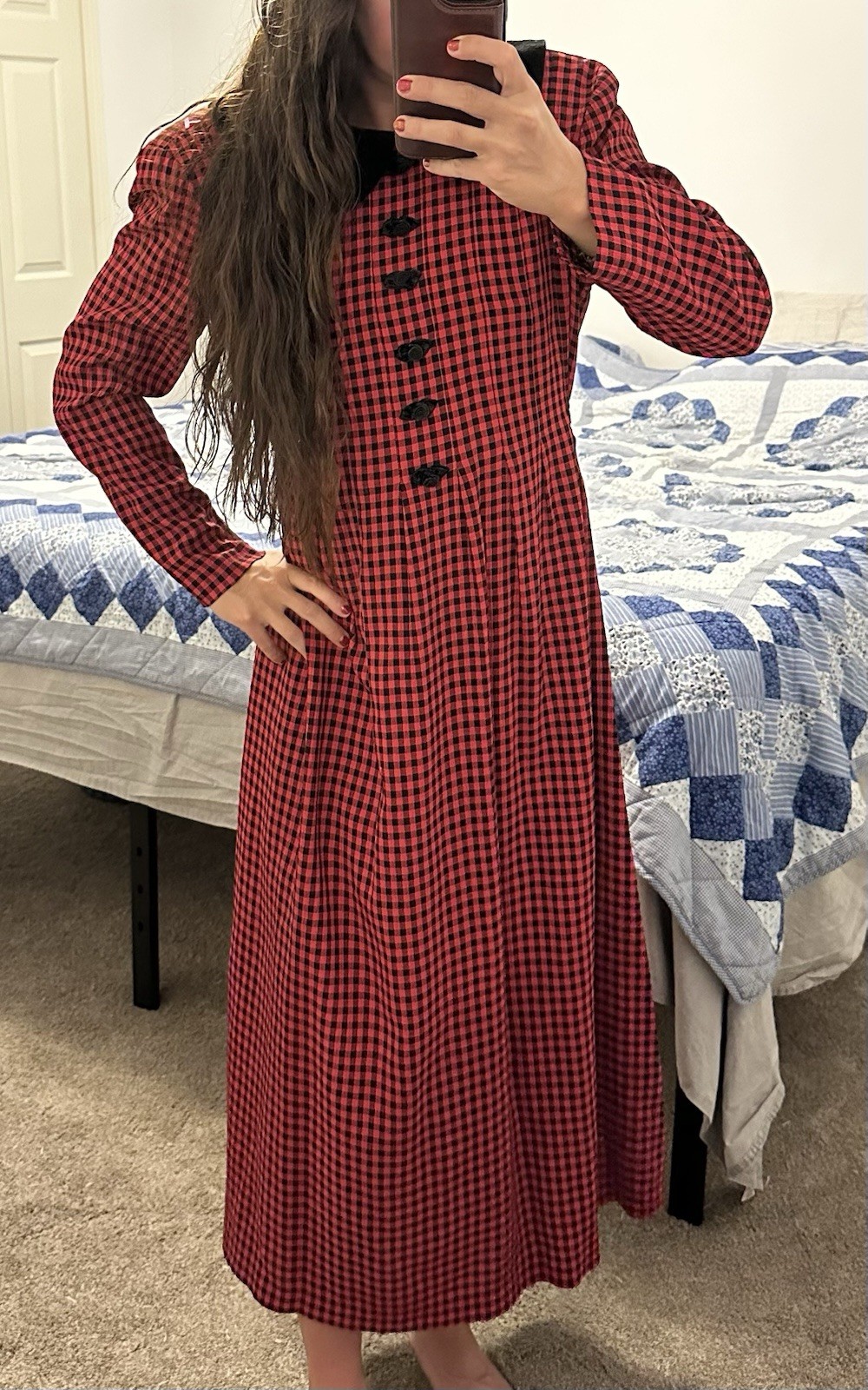Vintage 90s Gingham Cottagecore Teacher Dress Womens Size 8 J.B.S Plaid Gingham