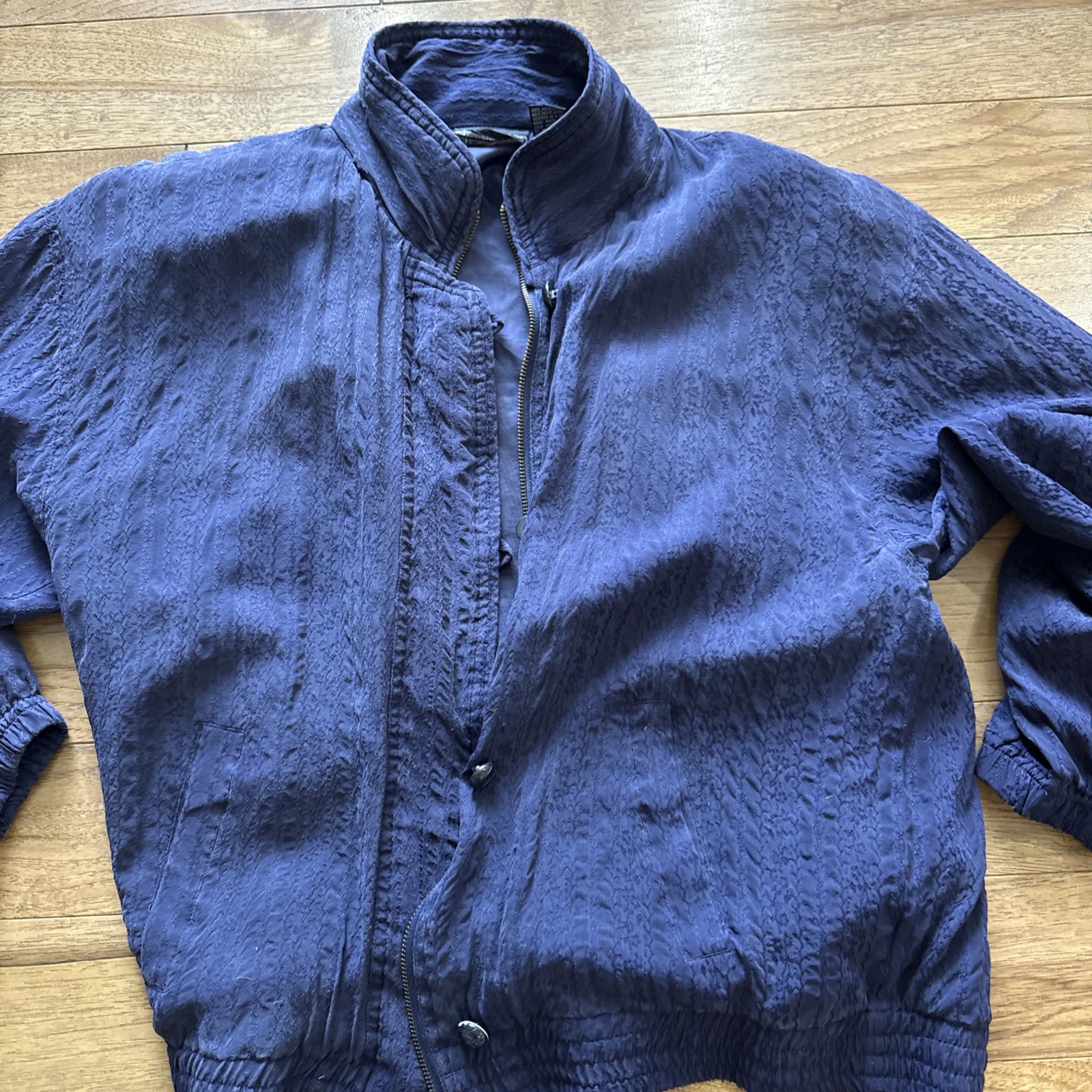 80s Mureli 100 Silk Jacquard Jacket Textured Avant Garde Vtg Windbreaker Golf M