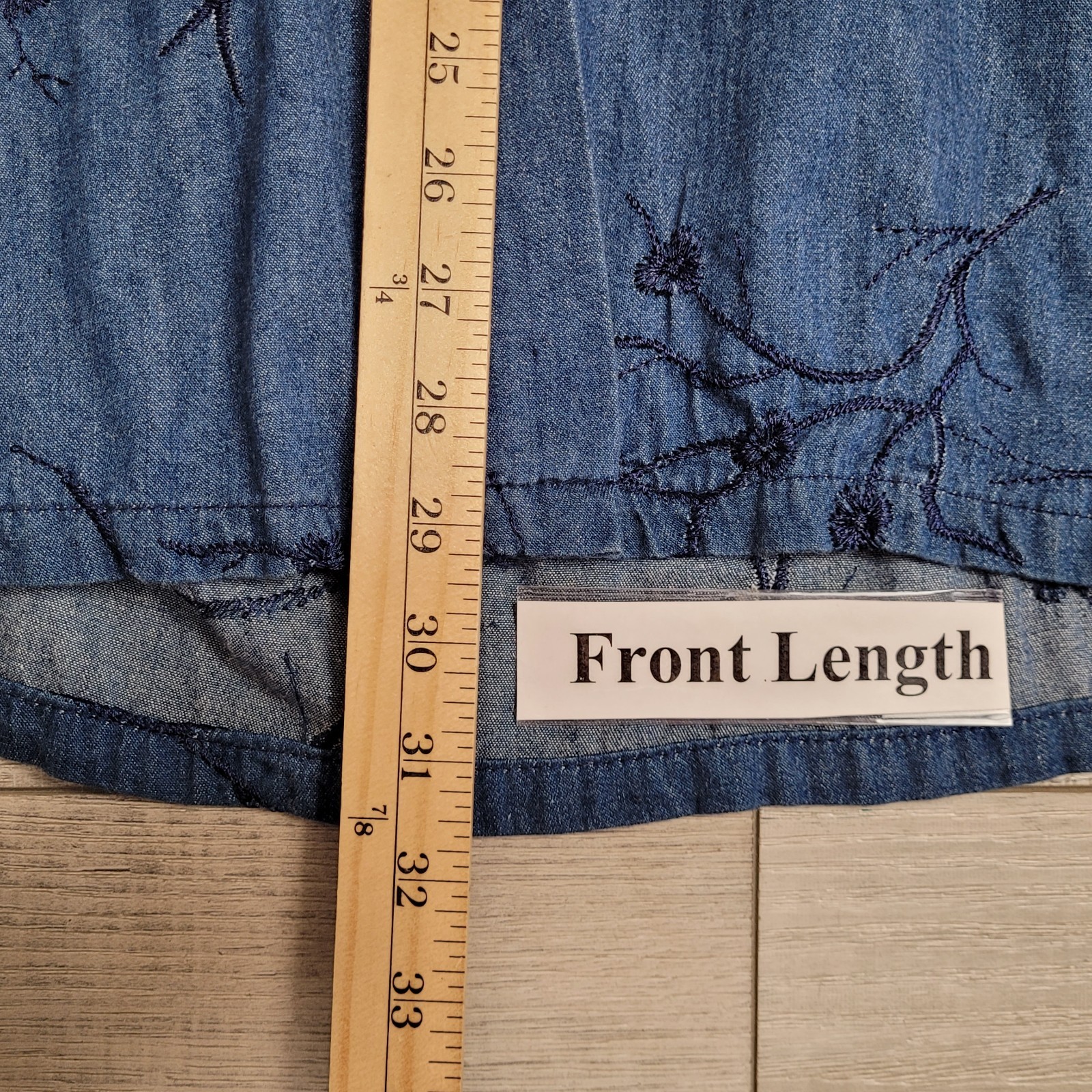 Vintage Gene Ewin BIS Shirt Womens M Wrinkled Rich Denim Embroidered 90&rsquo;s USA
