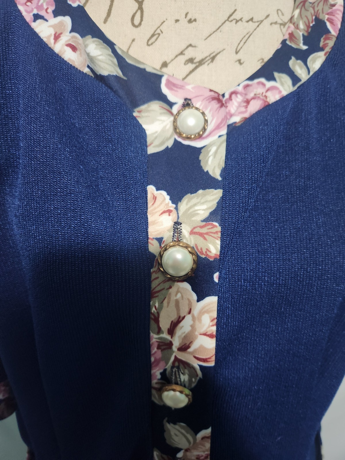 Vintage 80s Risa Ann Blue & Pink Floral Skirt Suit.