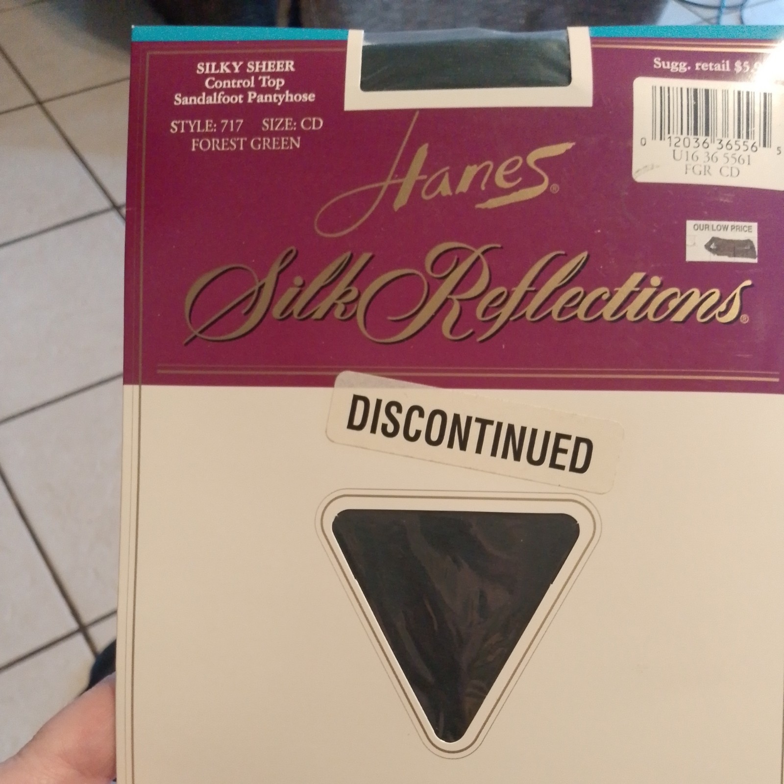 Vintage Hanes Silk Reflections Forest Green Control Top Pantyhose C-D New