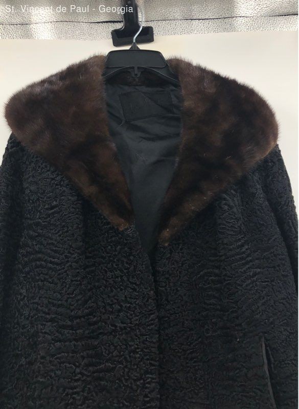 Jerome Walk & Bros Union Made Mid-Century Boiled Lambs Wool & Mink Cowl Coat 52&Prime;