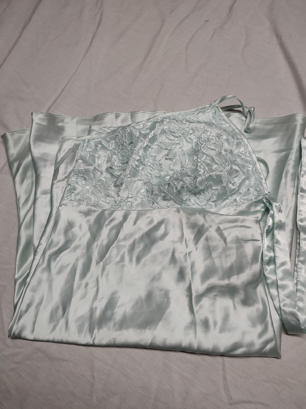 Secret Treasures Mint Green Silky Sheer Lace Nylon Nightie Nightgown Womens 2XL