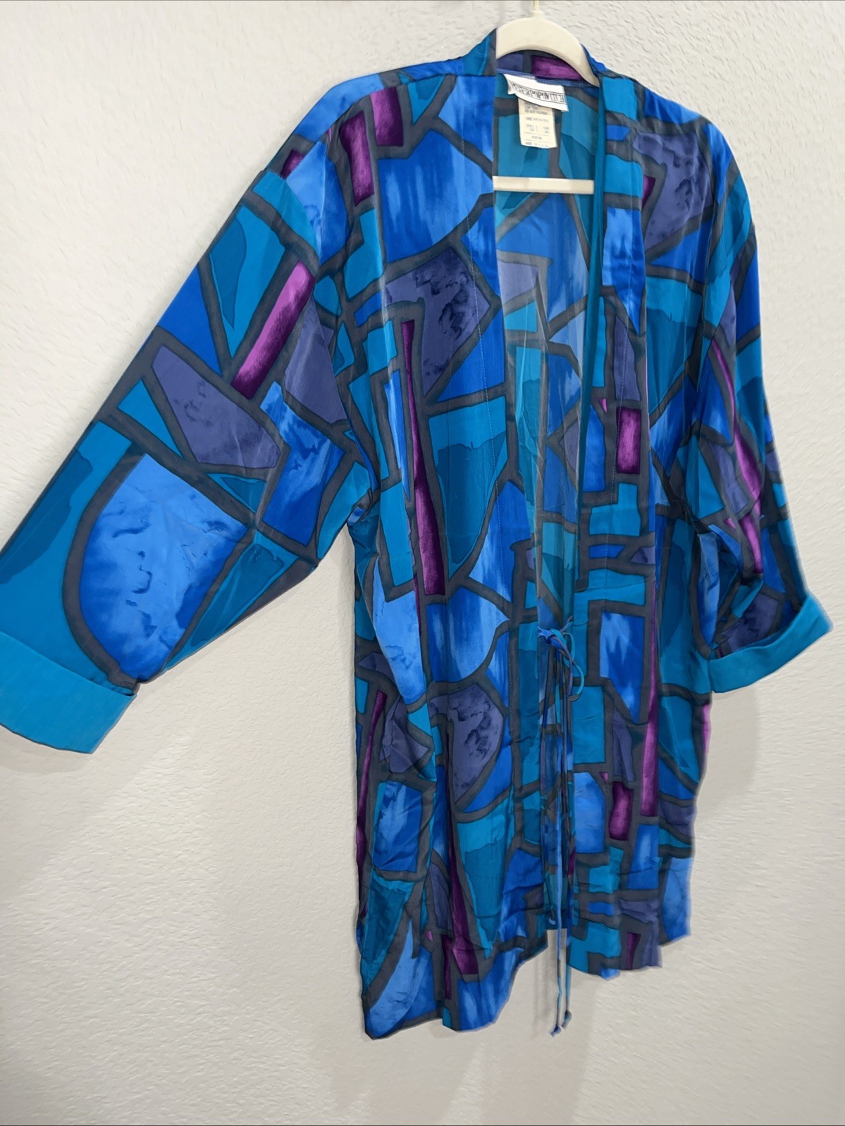 Peter Popovitch Robe Size MEDIUM Vintage USA Made Vibrant Tie Shoulder Pads