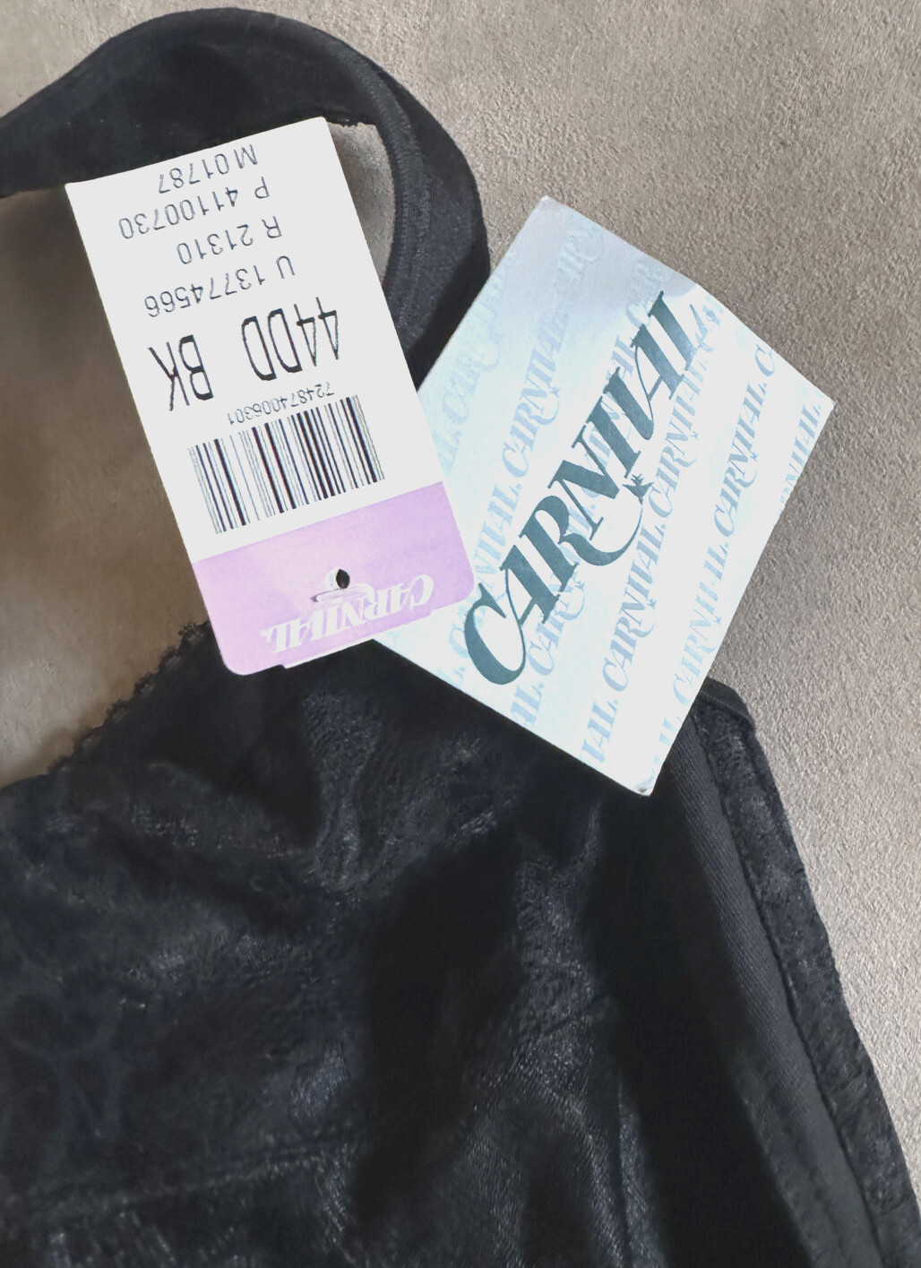 Carnival Vintage Full Coverage Wire-free Long Line Bras Size 44DD Lace Black 730