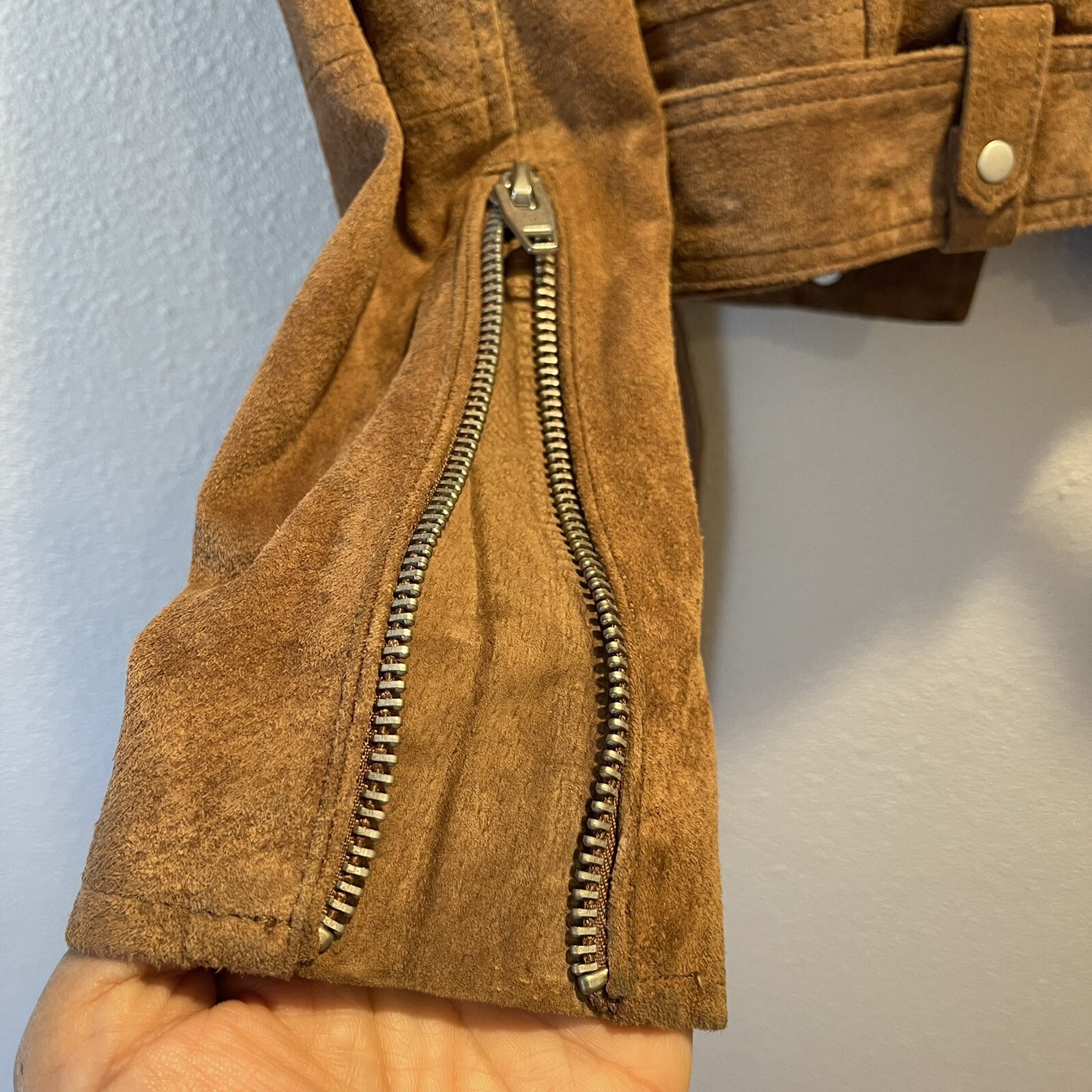 BLANK NYC Coffee Bean Brown Suede Leather Moto Jacket Women’s Size XS
