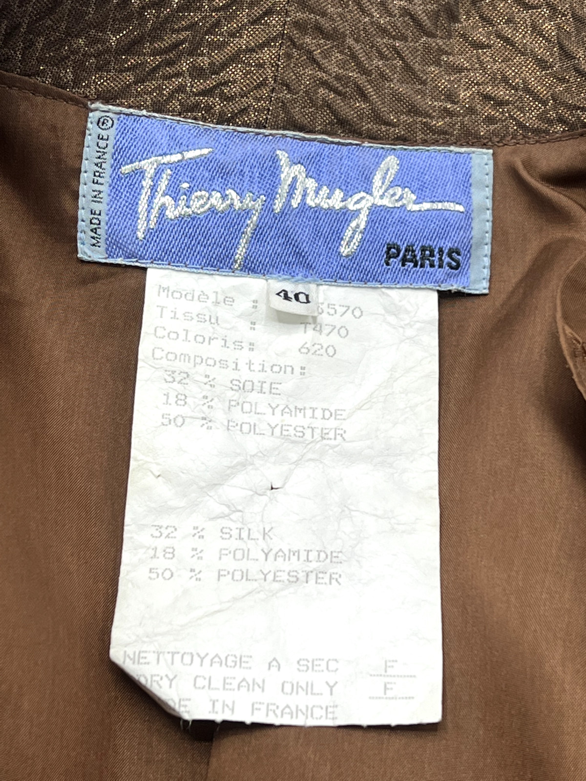 THIERRY MUGLER Bronze Copper METALLIC Blazer Jacket Size 40 France Vintage 1980s