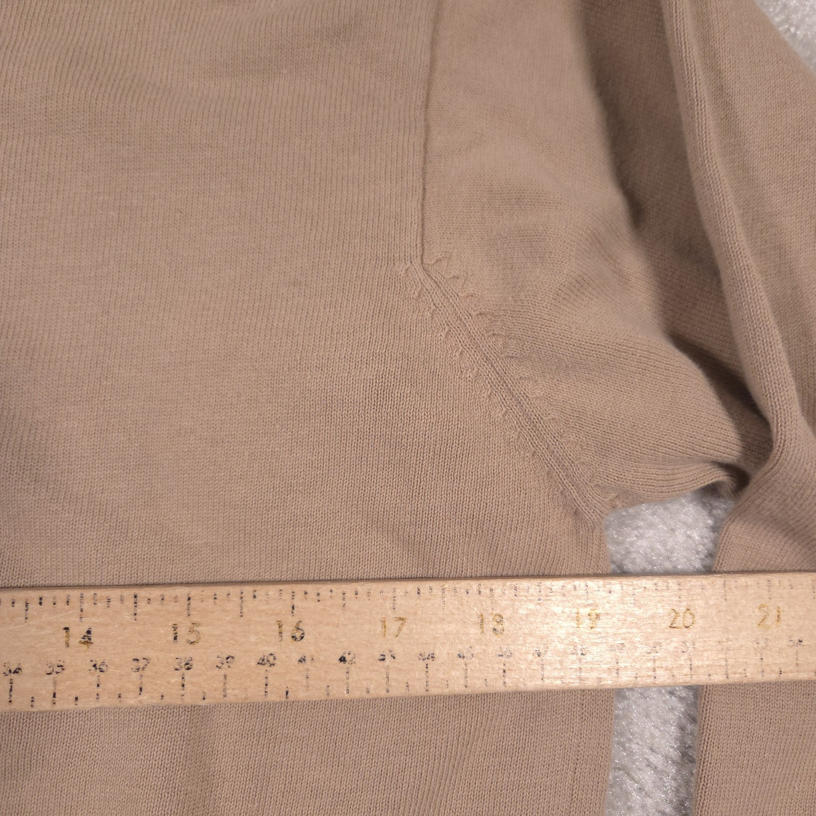 VTG Talbots Sweater Womens Large Beige Cotton Knit Preppy 90s Round Neck