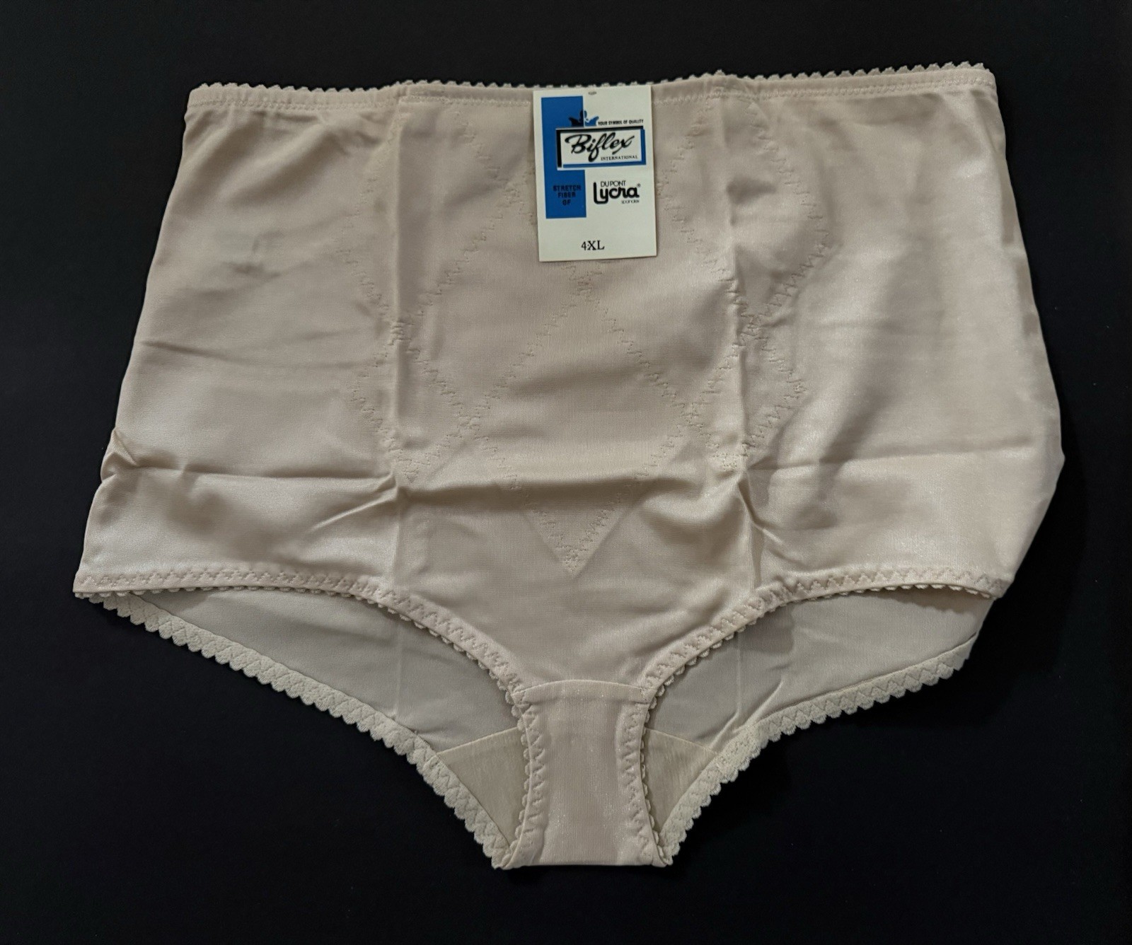 Vintage Biflex brief style panty girdle 4XL Waist 15.25 Beige Stretch Lycra NEW
