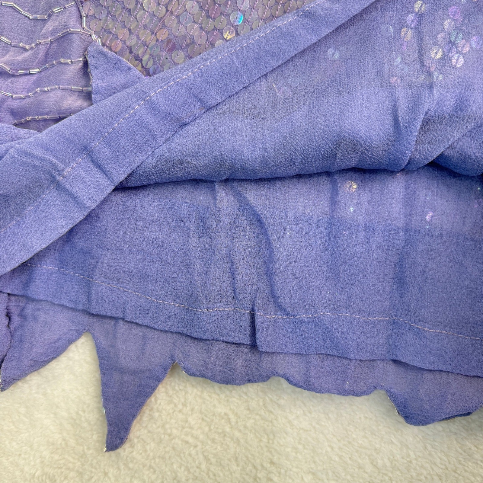 Vintage Dominique Sequin Beaded Silk Top Women Small Purple Fairy Grunge Whimsy