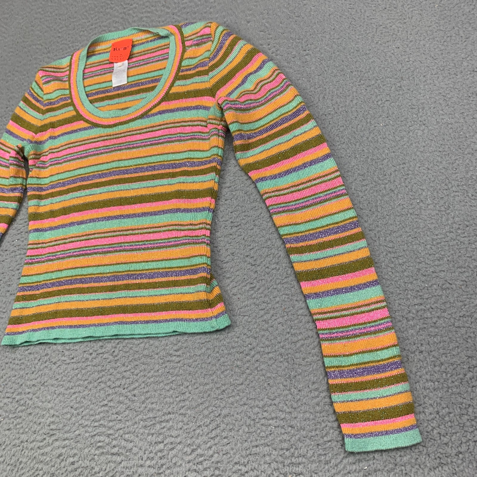 Vintage 90&rsquo;s Christian Lacroix Bazar Sweater Top XS Pastel Metallic Striped Knit