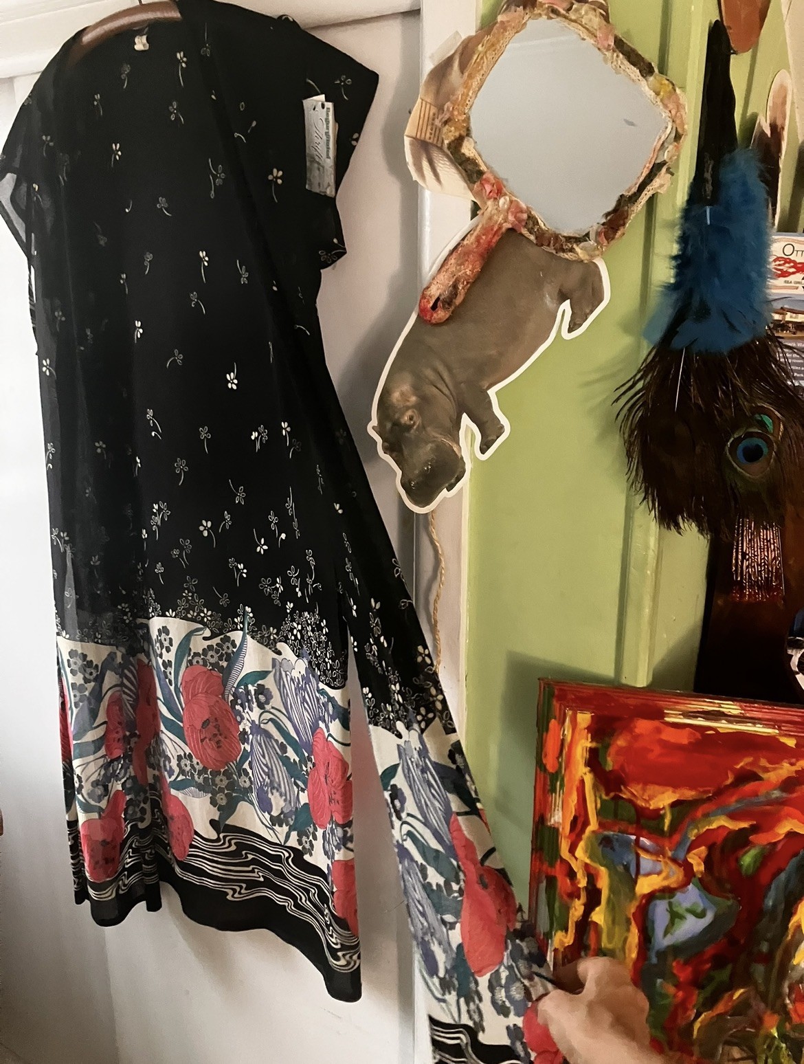 True Vintage 70s Sheer Open Front Robe Midi Dress Cover Up Women’s S