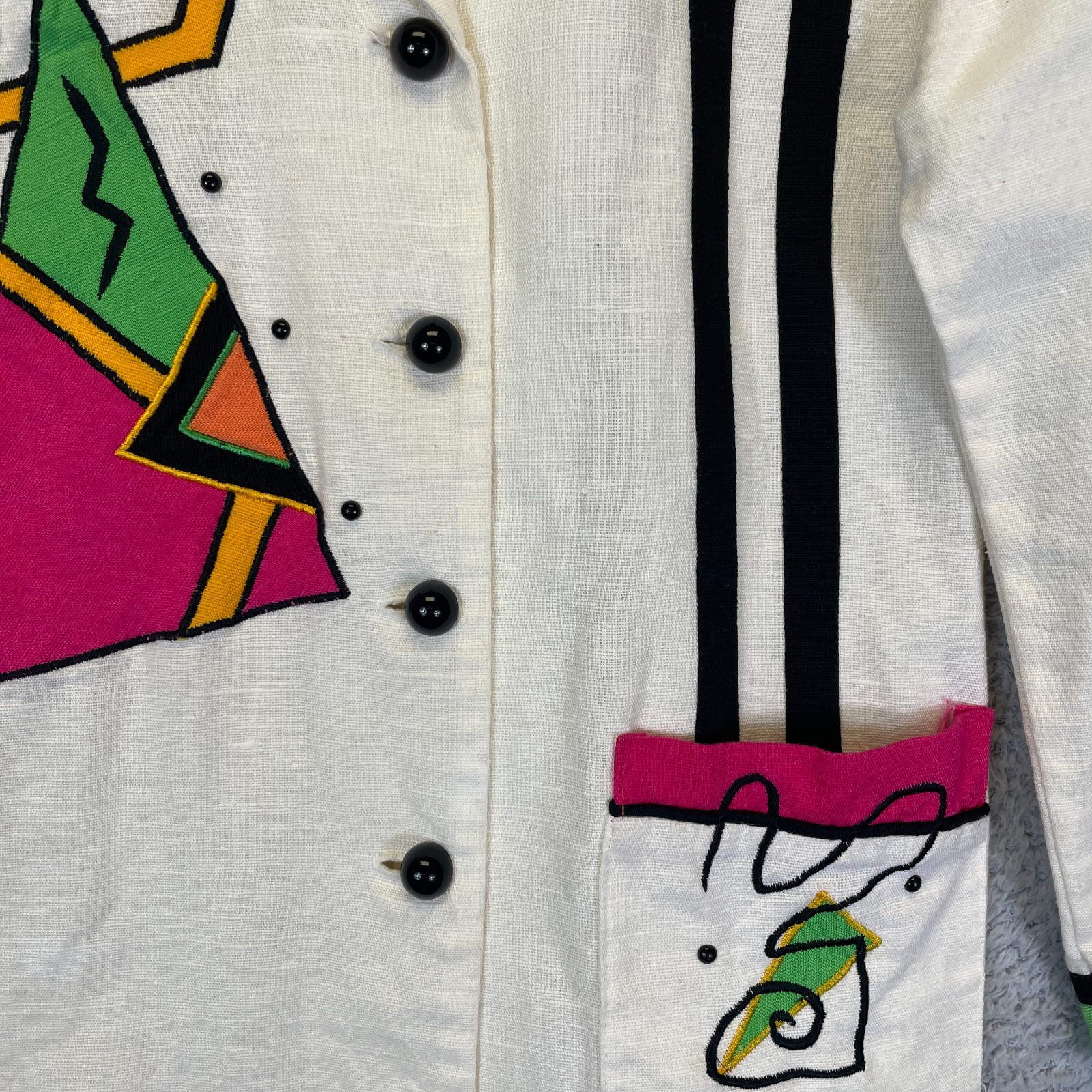 Vintage 80s Explosion Abstract Geometric Memphis Milano Art Blazer Size Medium