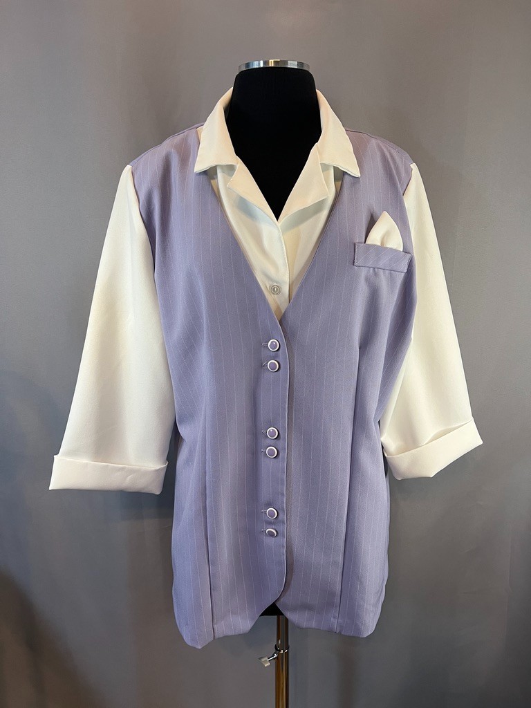 Vtg Style Setter Fashions 18 Lavender Pinstripe Shirt Blazer Officecore MCM