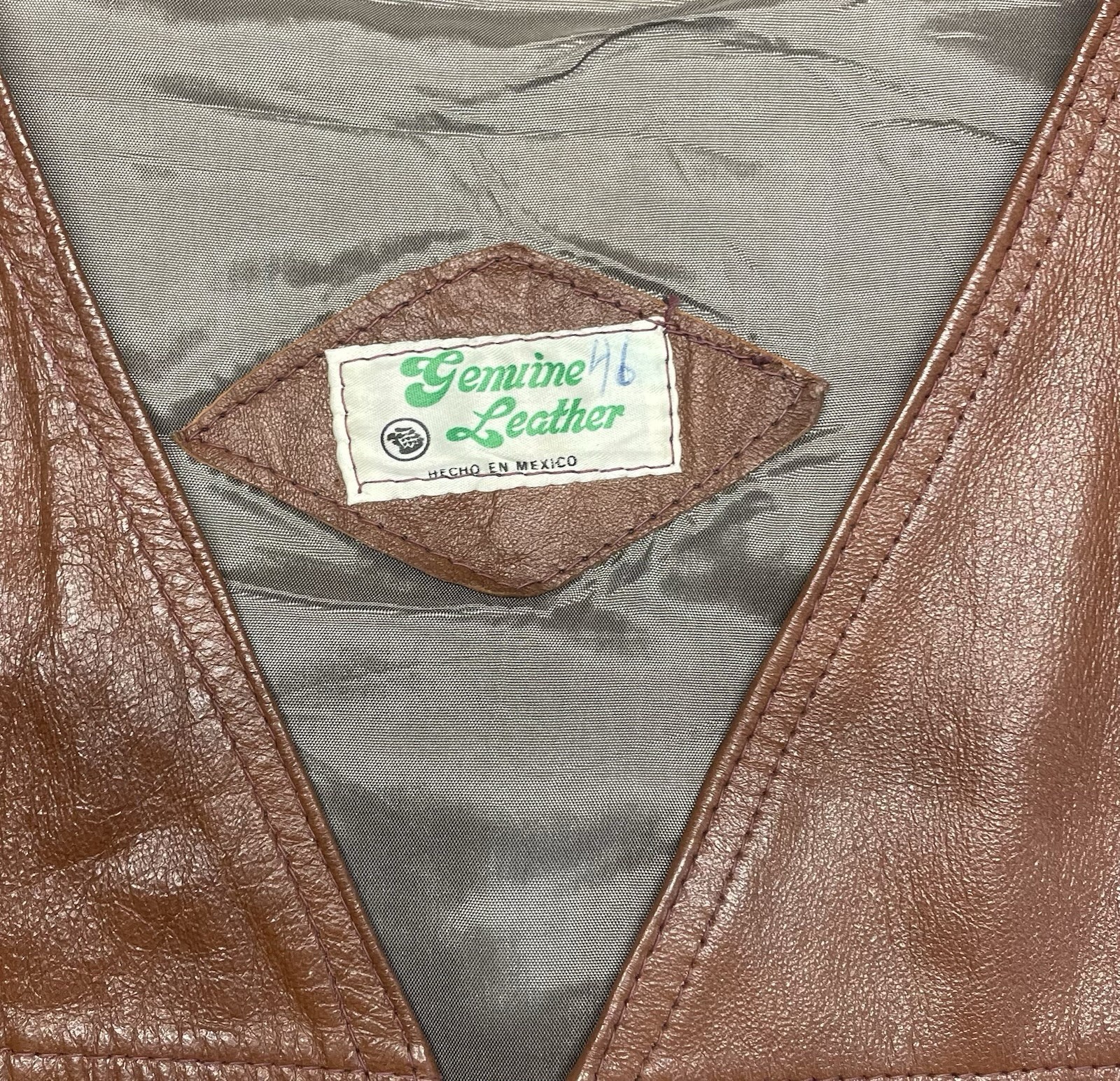 VTG Rustic Genuine Leather Vest Large (42) Mexico Cowboy Ranch Style Motorcycle