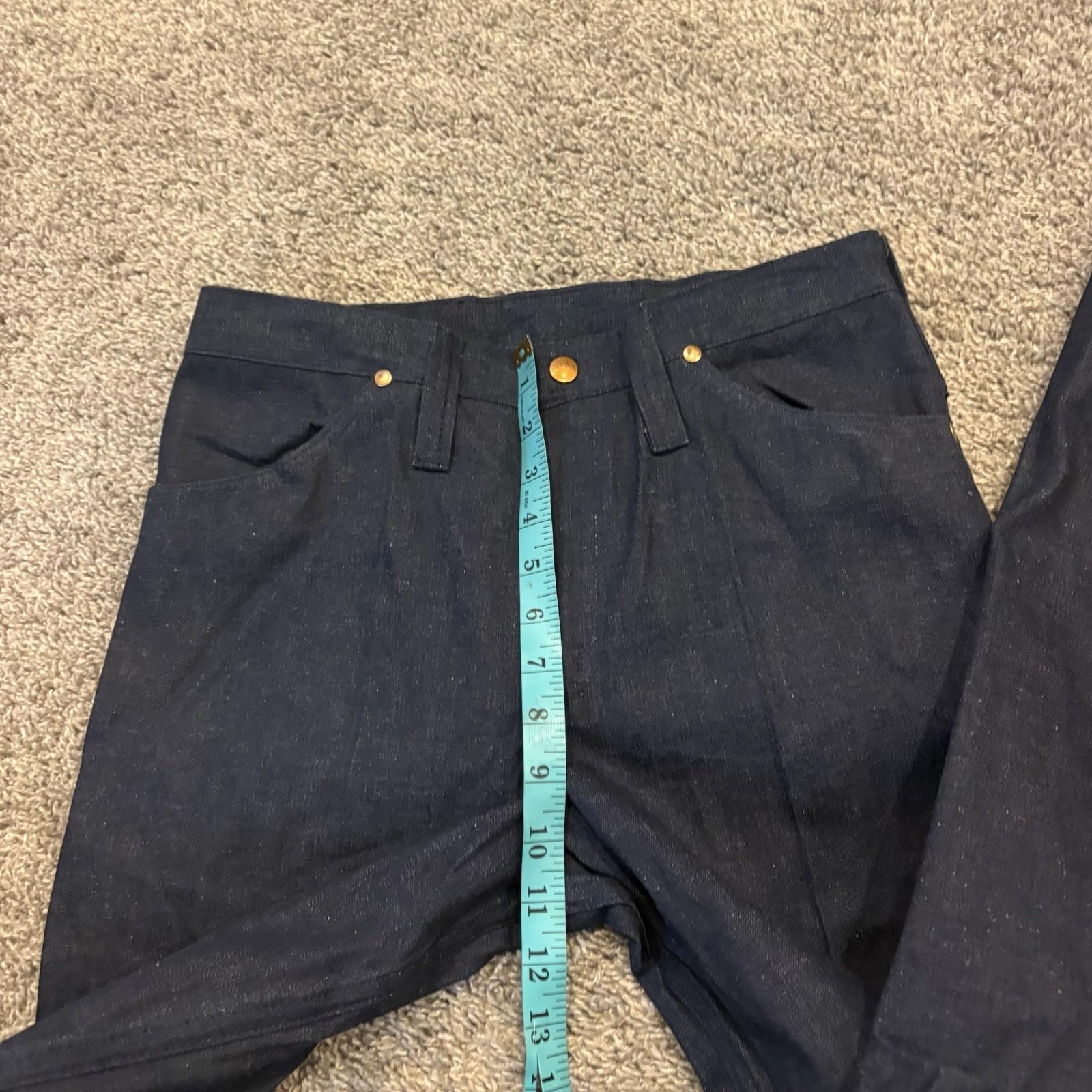 Vintage 70s Wrangler Bell Bottom Patch Pocket Flare Jeans 11/12 30×32 USA NOS