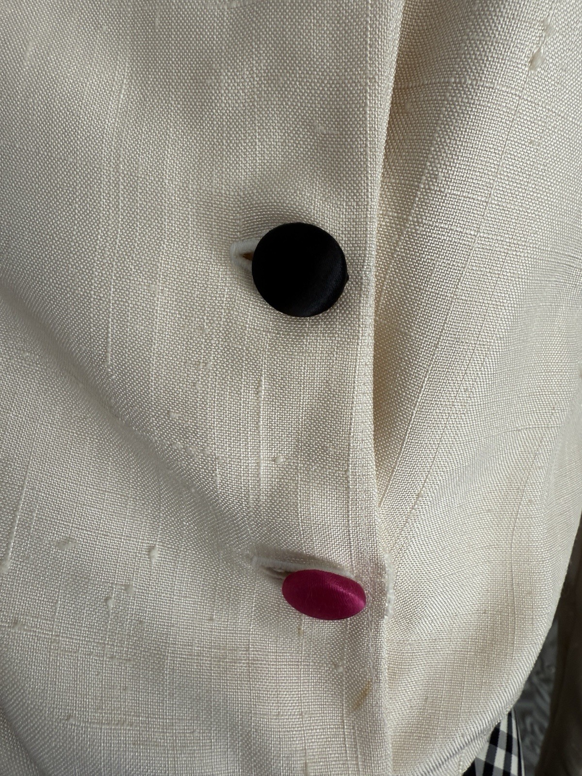 vintage 1980s silk jacket white rainbow designer cropped minimalist tailored S