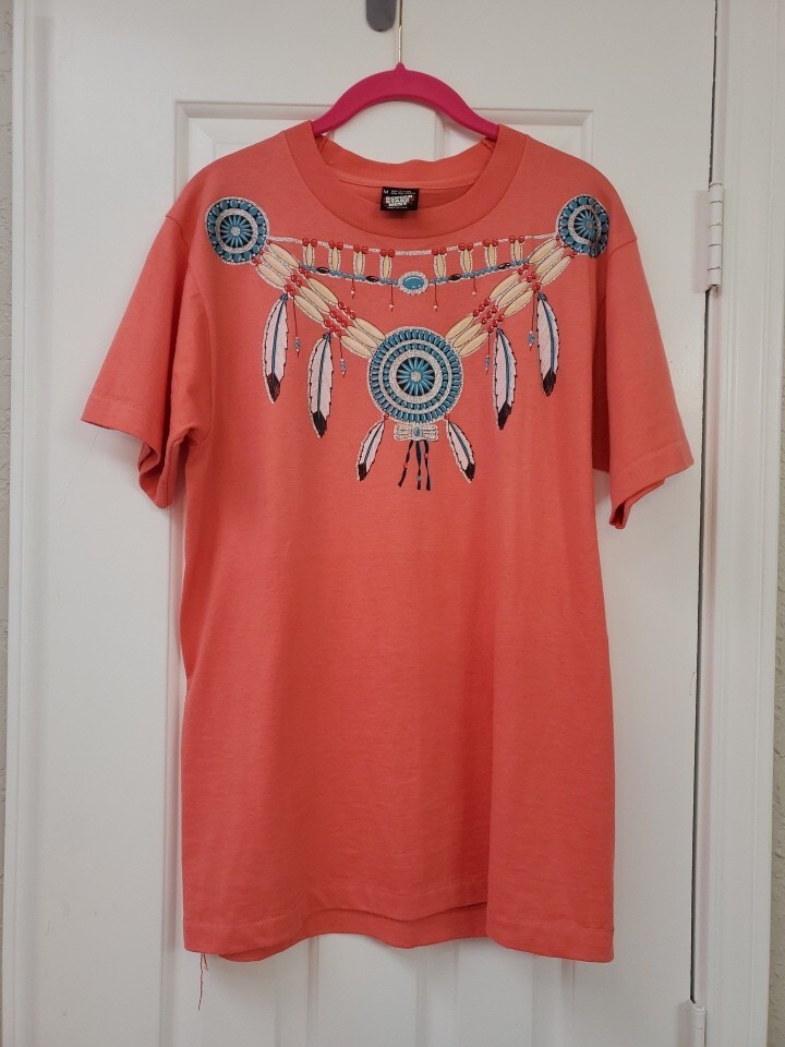 Vintage Screen Stars 80s 90s Southwestern Coral T Shirt Womens MED