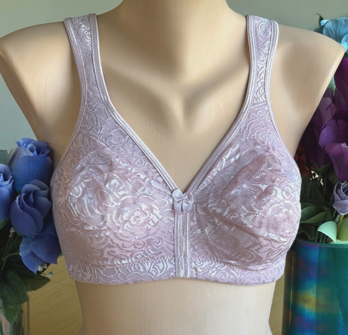 BREEZIES 40B Dusty ROSE Lace Overlay Smoothing Back Wire Free Bra #A60367