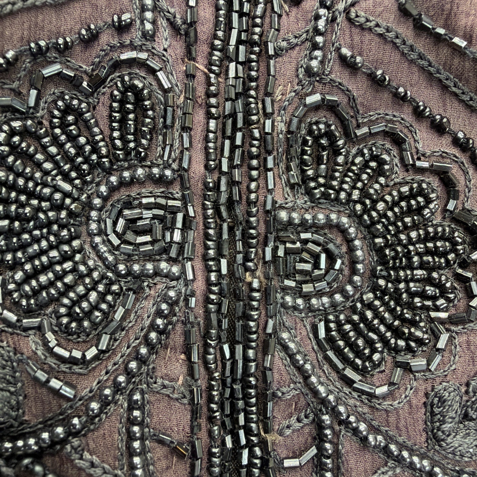 1980s Stenay Luxe Women Evening Jacket Brown & Black Beaded Silk Shrug Sz M