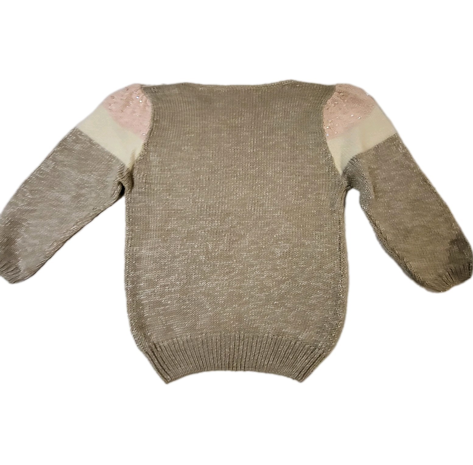 80s Vtg Angora Beaded Pullover Knit Grandma Sweater Women&rsquo;s M Pink Colorblock