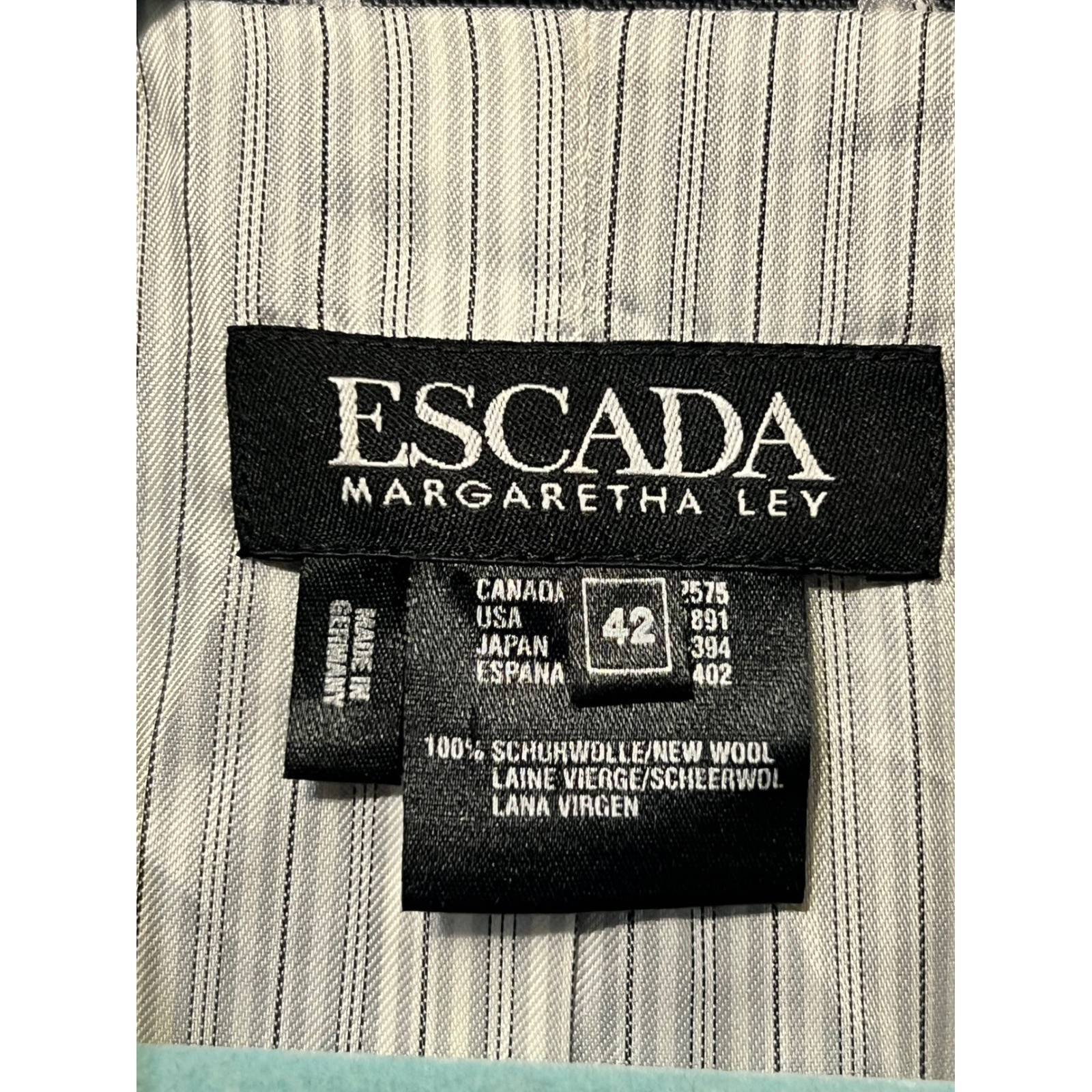 Escada Margaretha Ley Gray Wool Skirt Suit 42 Career Blazer Set Vintage Mint