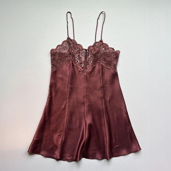 Inner Most Vintage Mauve Slip Dress Lace Trim