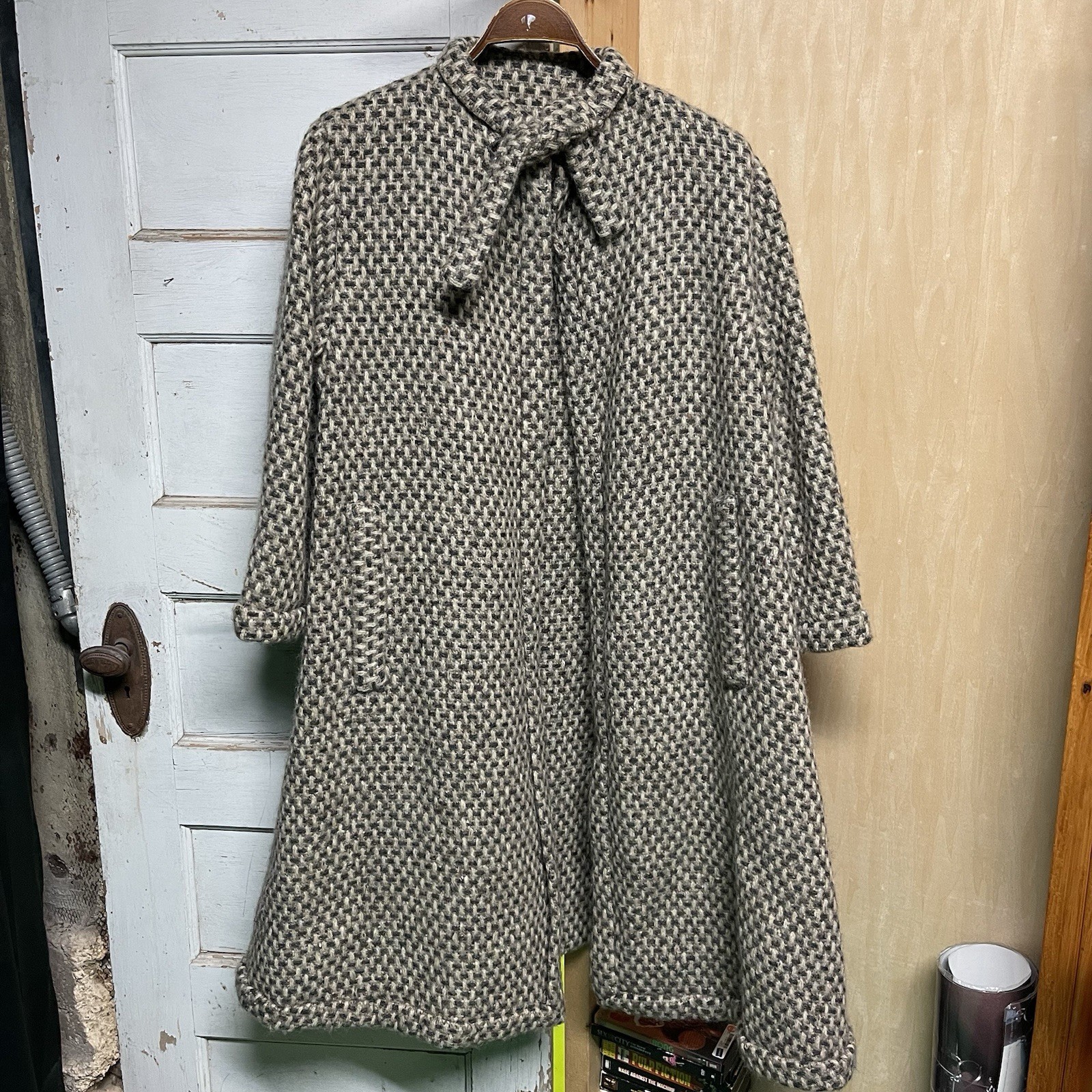 Pauline Trigère Union Made Woven Knit Overcoat Vintage Sz 23 X 44