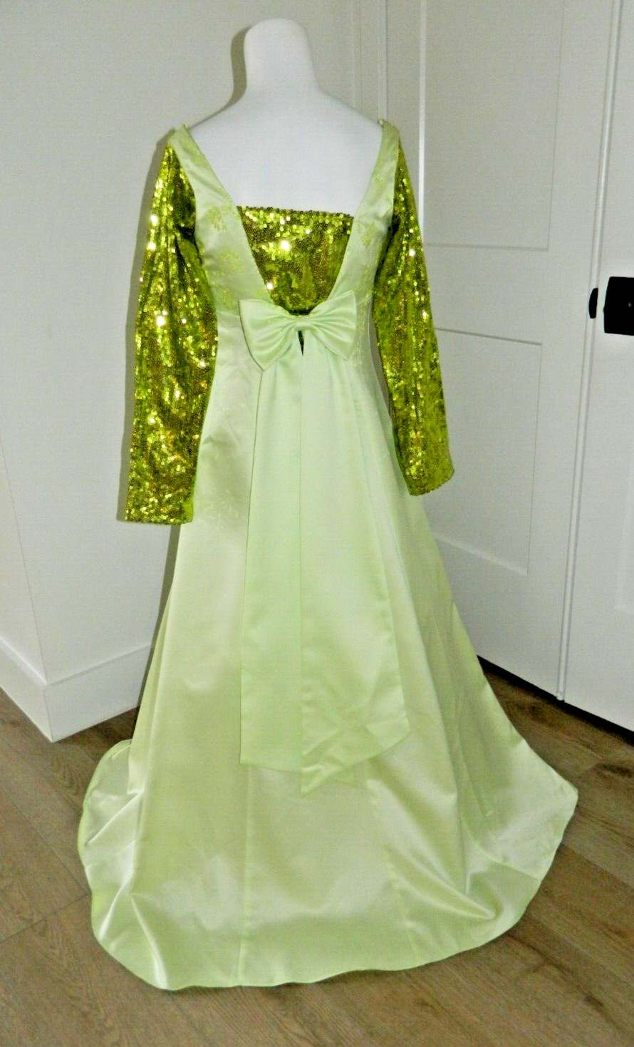 Vtg. Zum Zum Lime Green Sequin Special Occasion Prom Dress sz 5/6