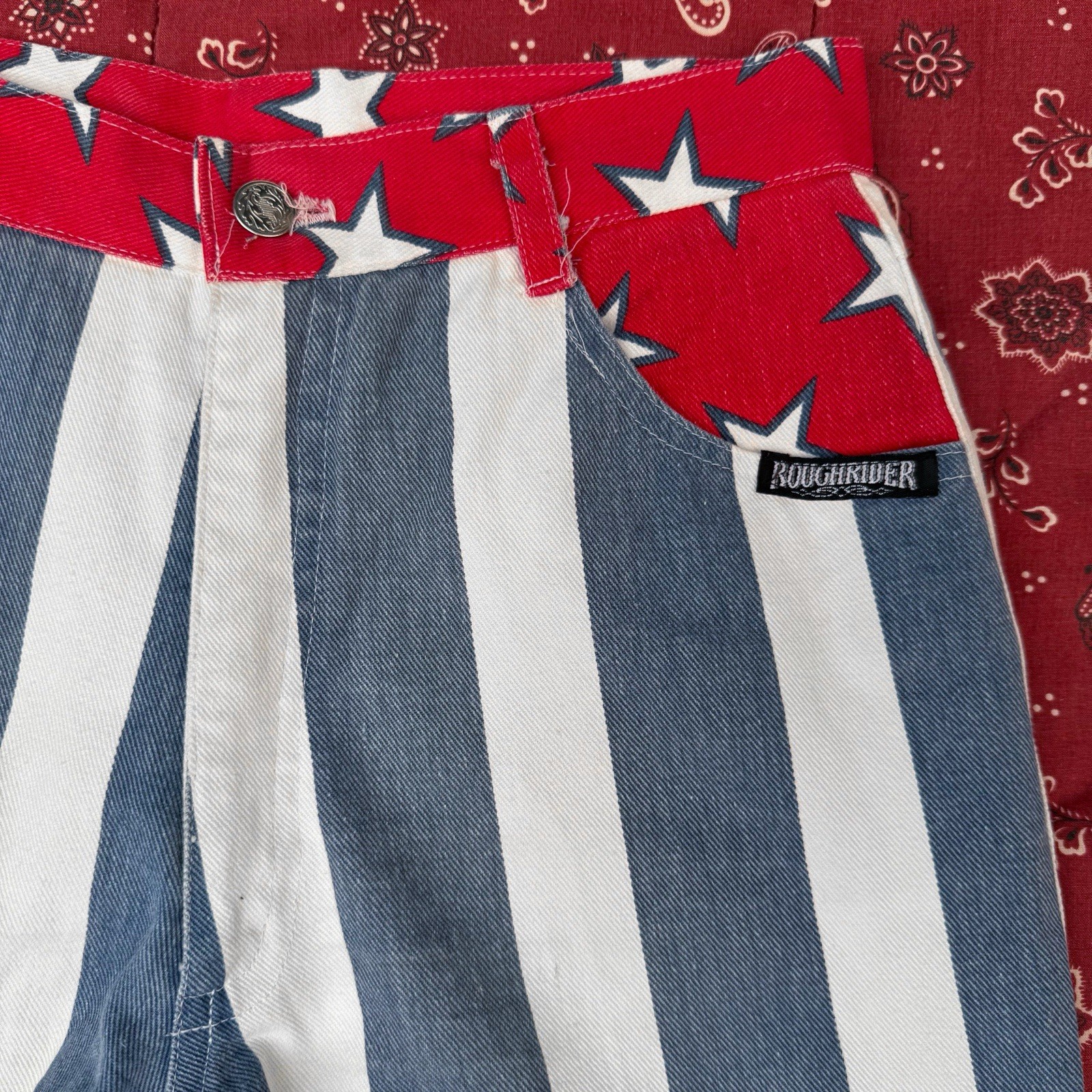 Vintage Roughriders Stars And Stripes Western Pants Women’s 9/10 27 28 USA