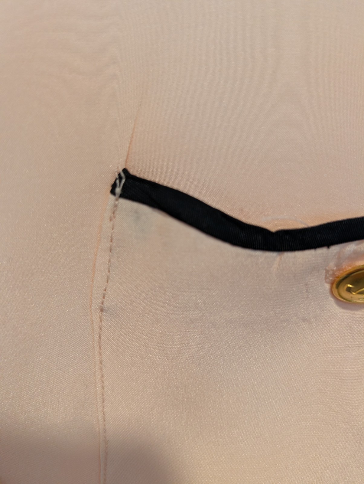 Vintage Blush Pink Button Front Gold CC Buttons Black Trim Sz L *READ*
