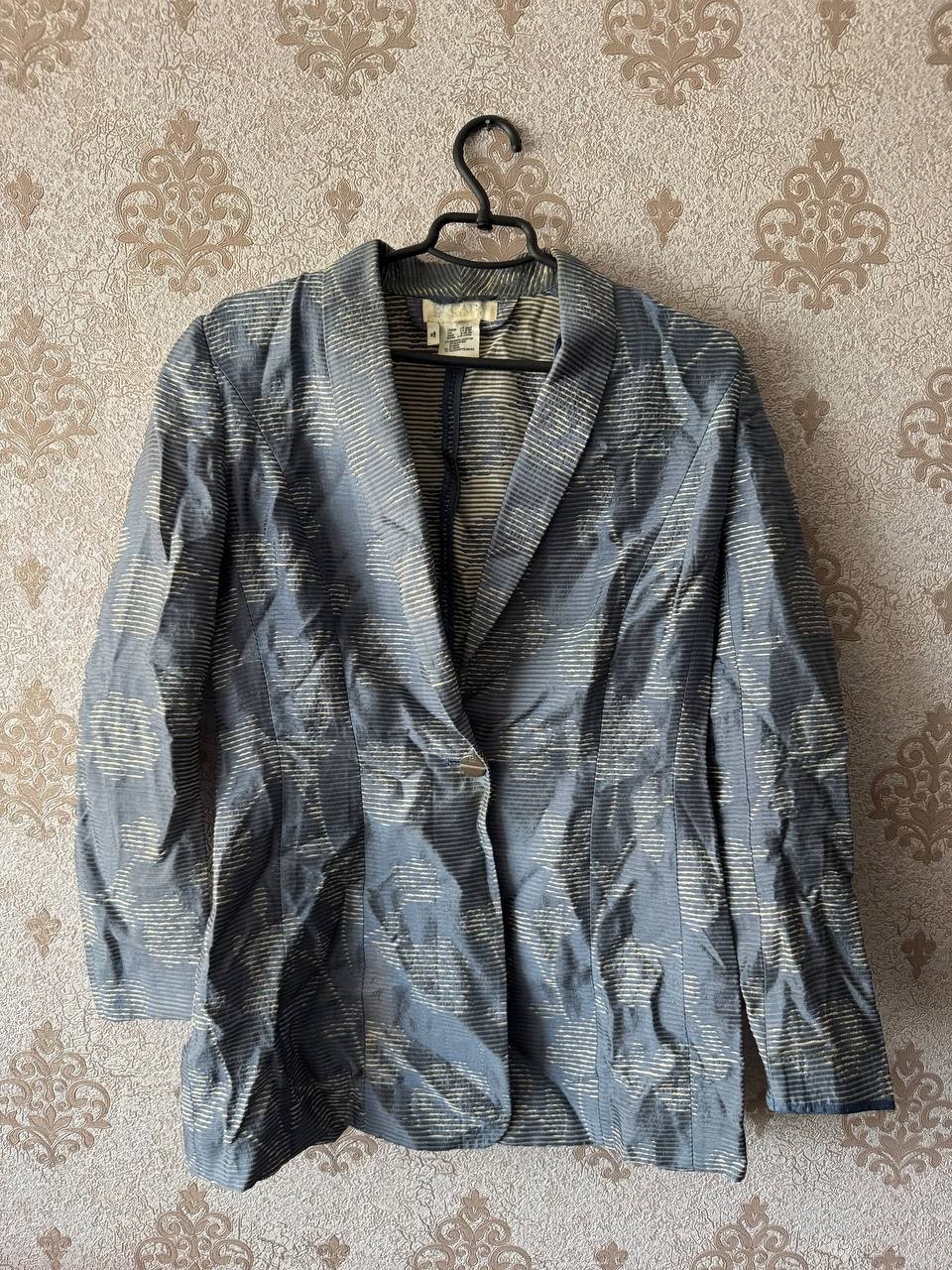 ESCADA Margaretha Ley Vintage Metallic Gold Striped Blazer Jacket Size 38 Italy