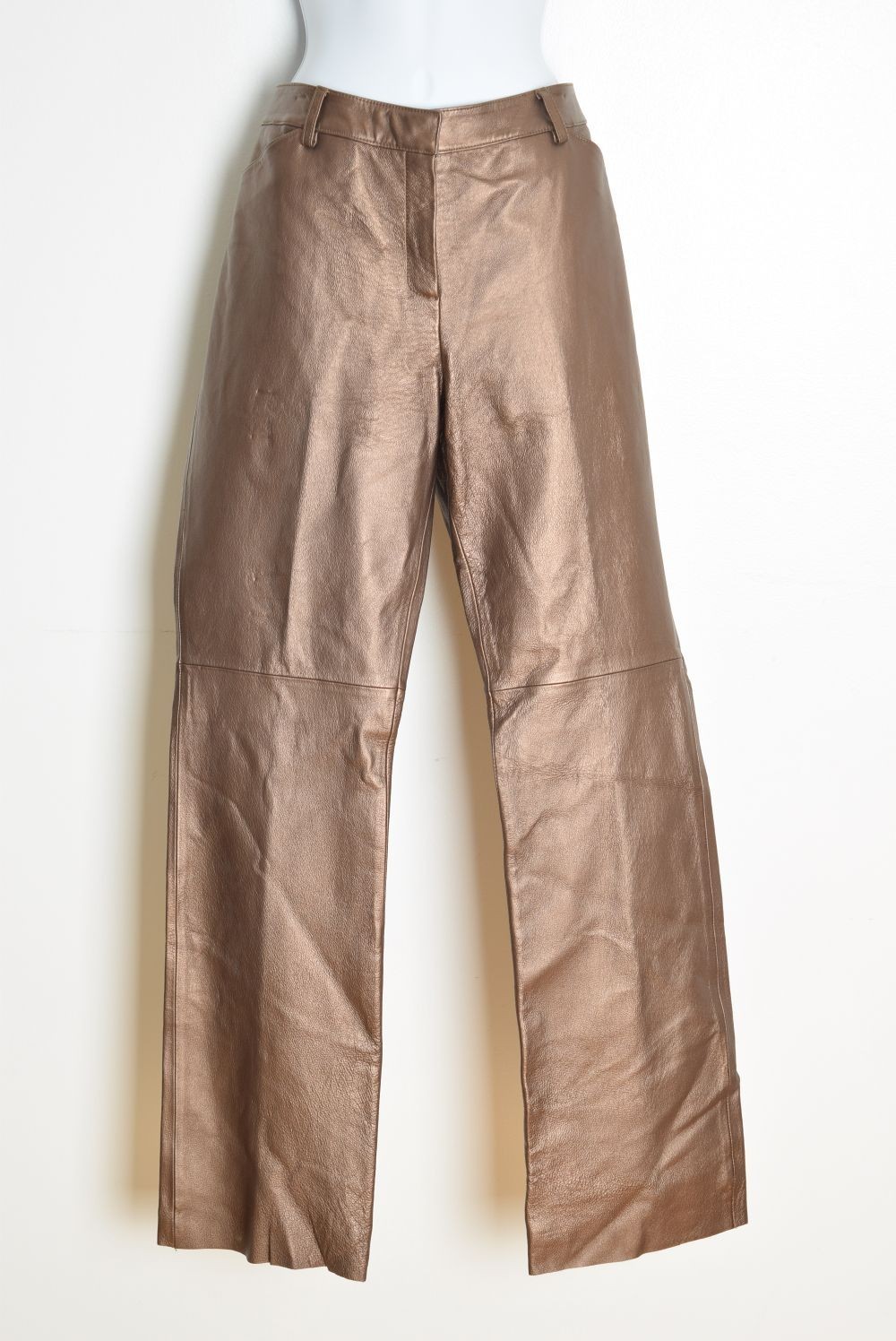 vintage Y2K leather pants metallic bronze straight leg trousers Spiegel 12 L