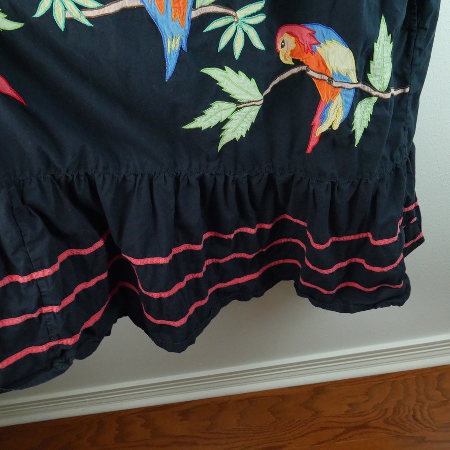 Vintage Housedress Parrot Birds Tropical Cotton Kaftan MuuMuu Boho Novelty Large
