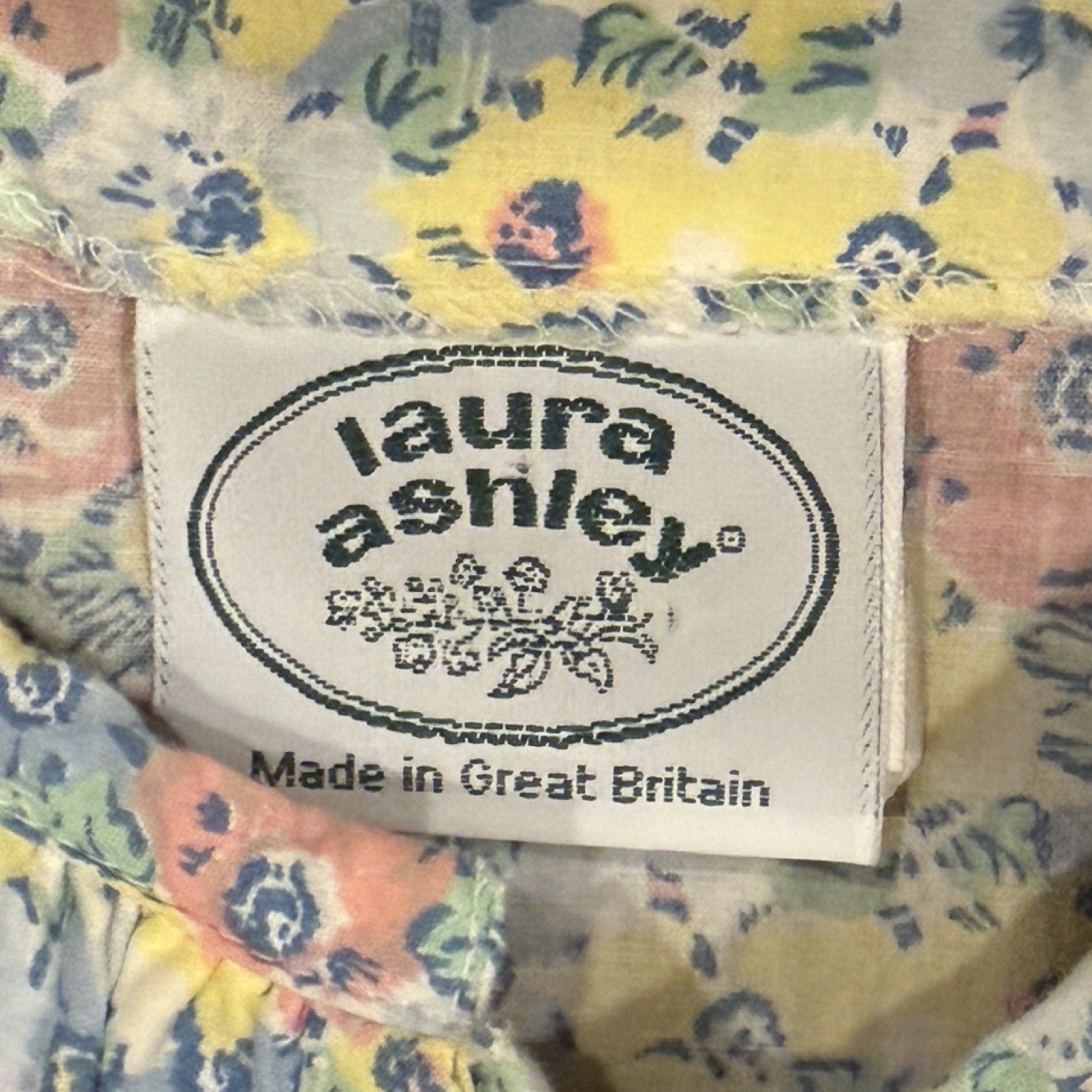 Vintage Laura Ashley Pastel Floral Prairie Dress Tie Waist UK 12/US 10 Modern Sm