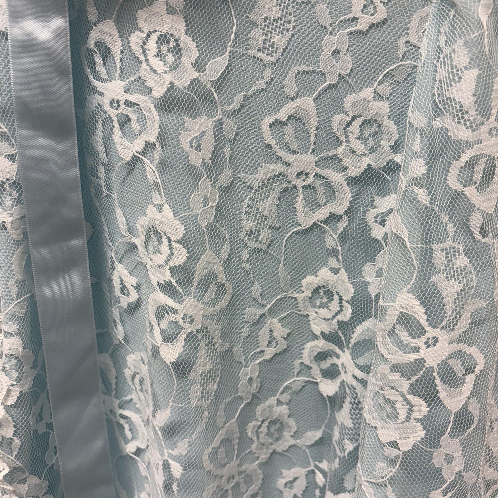 Vintage Odette Barsa Peignoir Robe Gown Powder Blue Lace Overlay Medium NWT