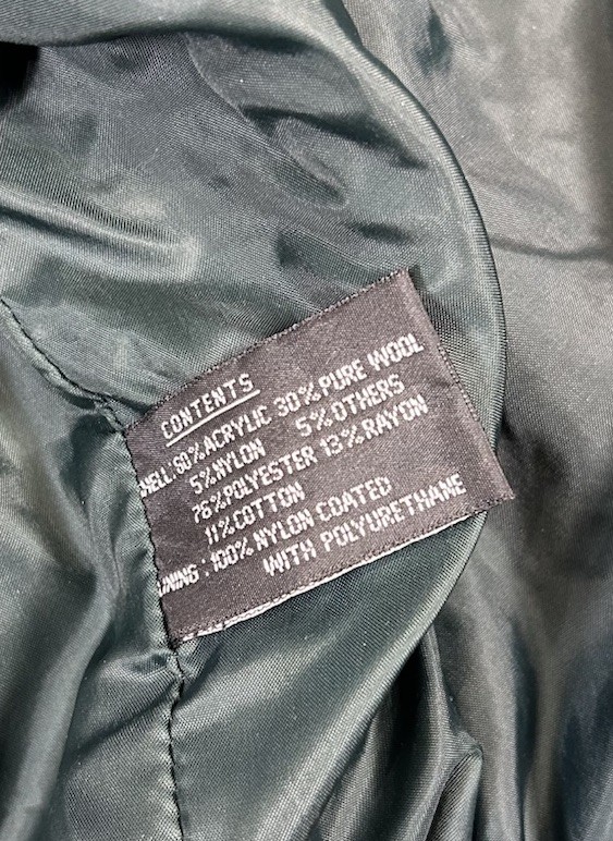 Vintage 1990s Wool Bomber Jacket New York Classics Zip Flat Hooded 3XL Coat
