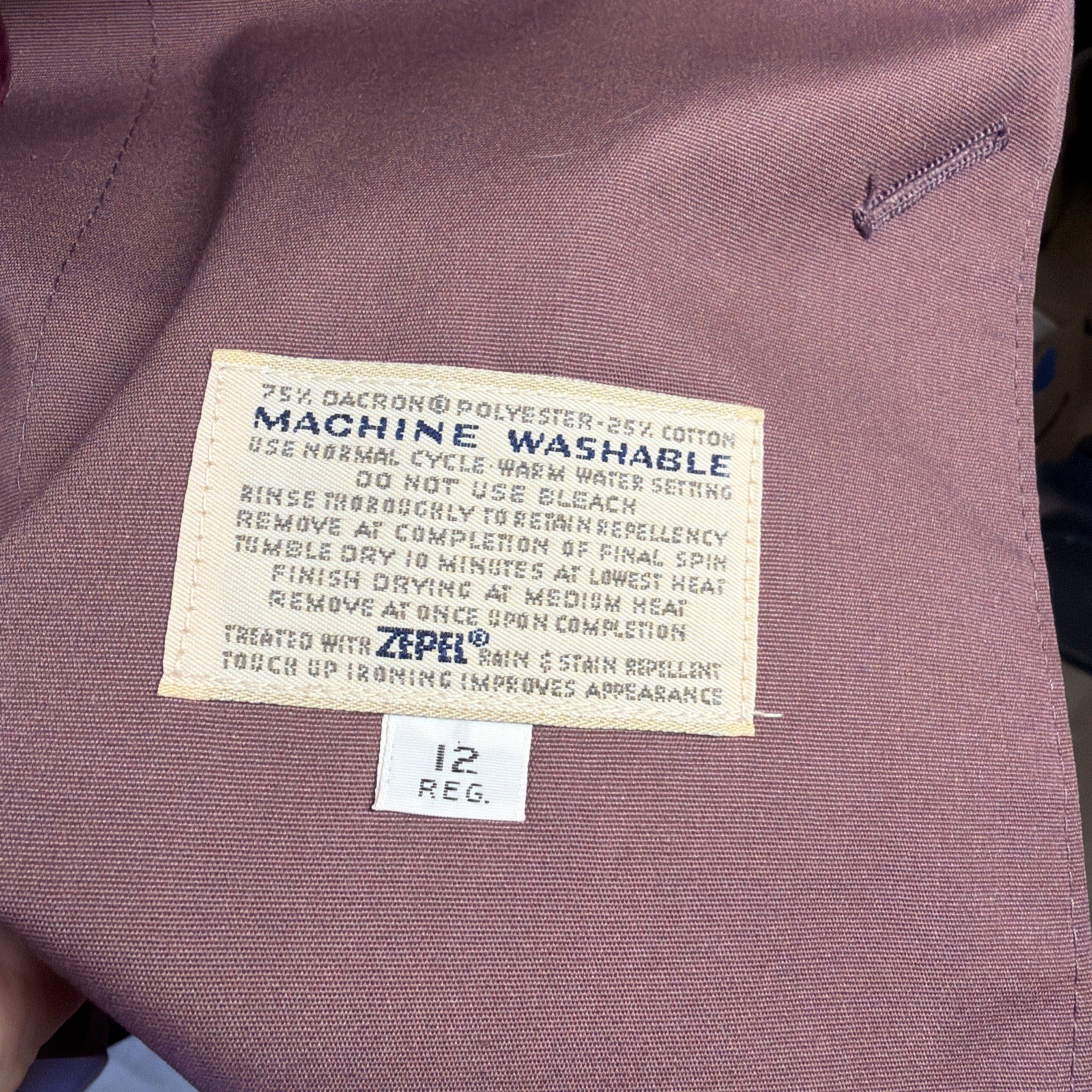 Misty Harbor Mauve Ruffled Gathered Long Rain Trench Coat SZ 12 80&rsquo;s
