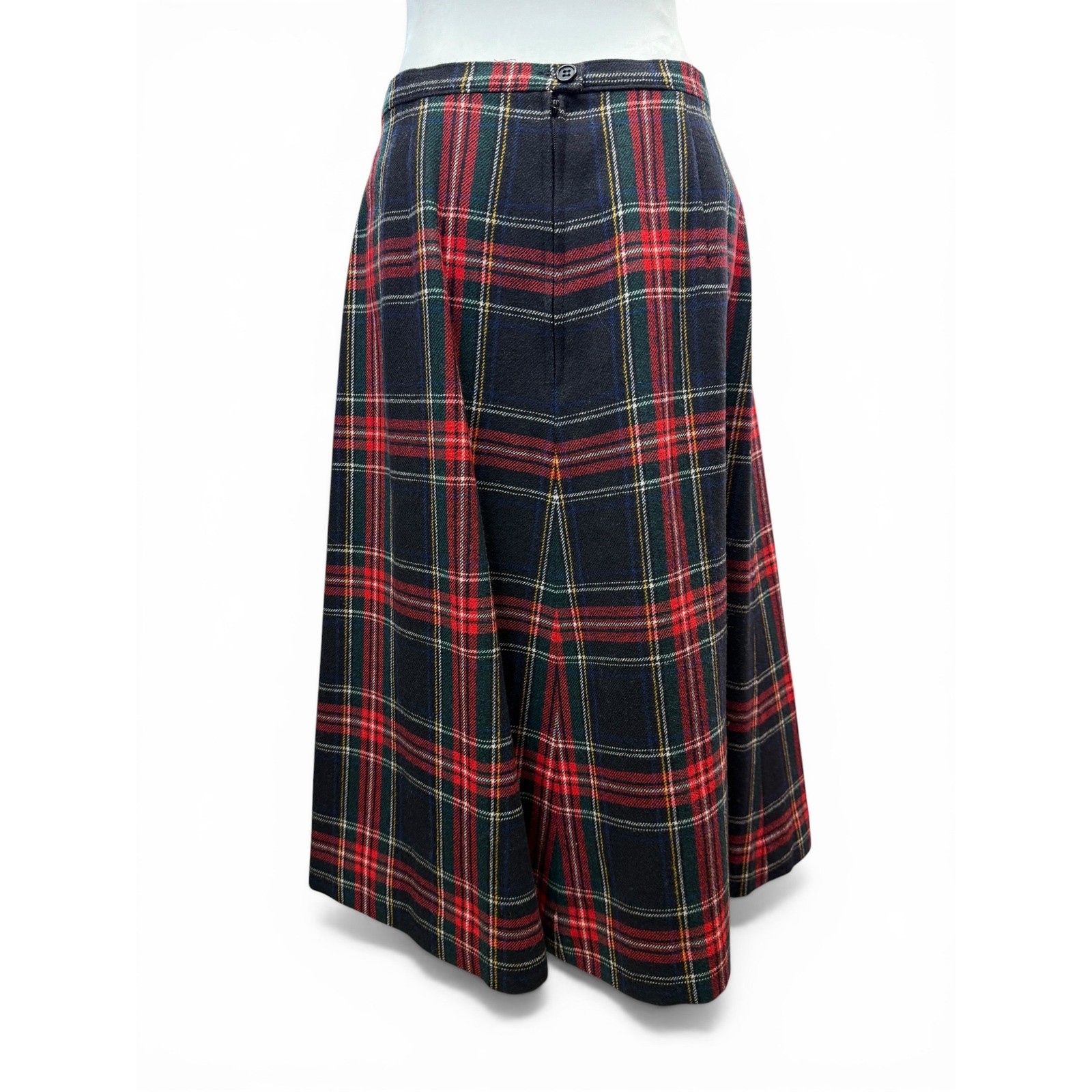 Pendleton VTG 70s Wool Knee Length Skirt size 8 Red Tartan Plaid A-Line USA