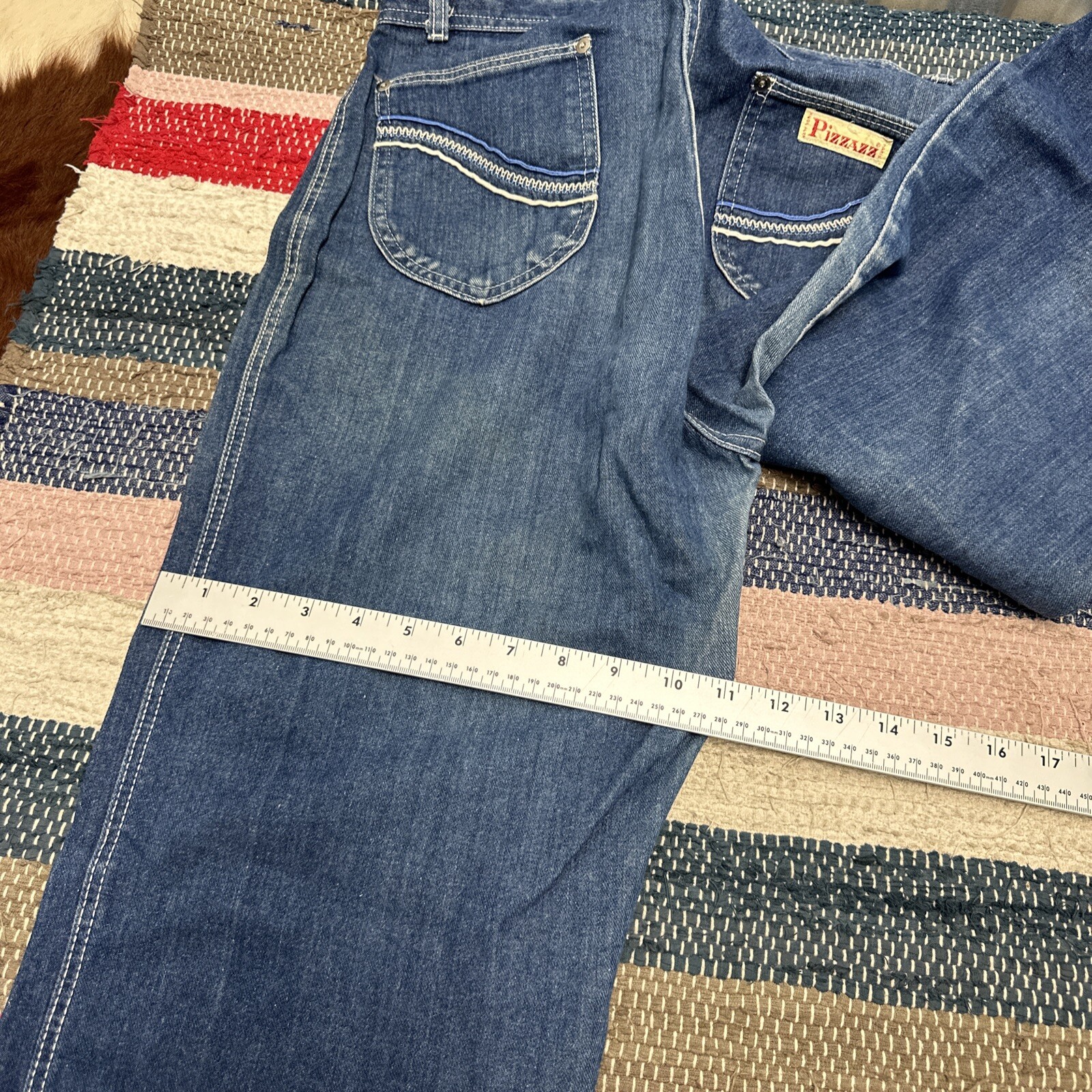 Vintage 1980&rsquo;s Pizzazz Jeans Womens SM High Waist Embroidered Paris NY 32×32&Prime;