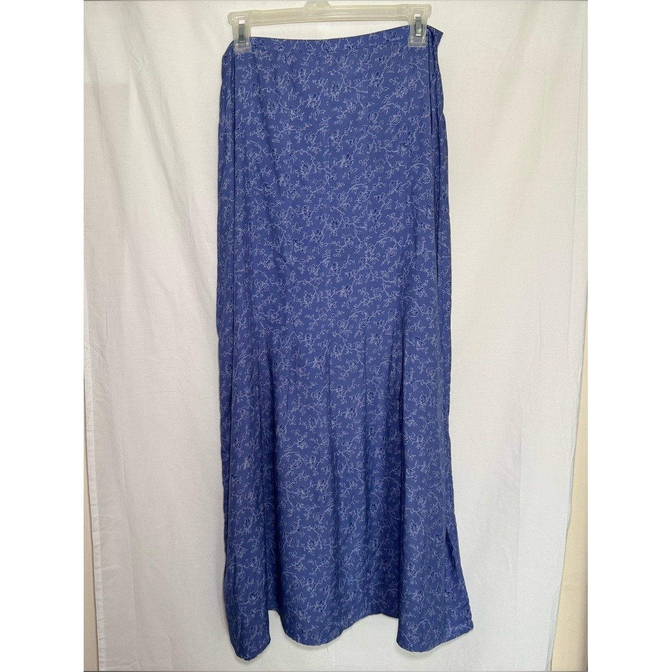 Vintage April Cornell Blue Floral Maxi Skirt Medium Cottagecore Boho 90s