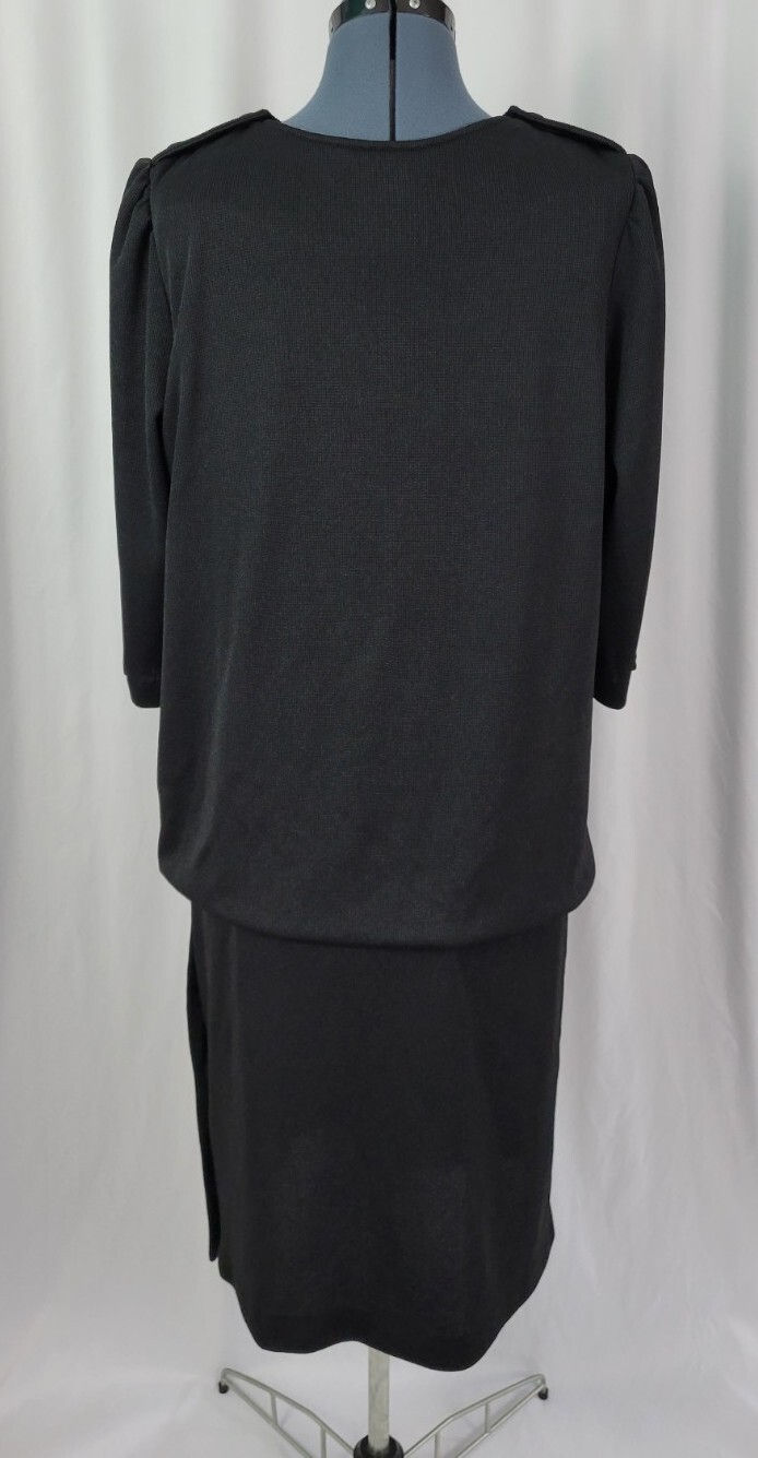 Vintage Risa Ann Black Ribbed Knit Sweater Drop Waist Dress Size L/XL?