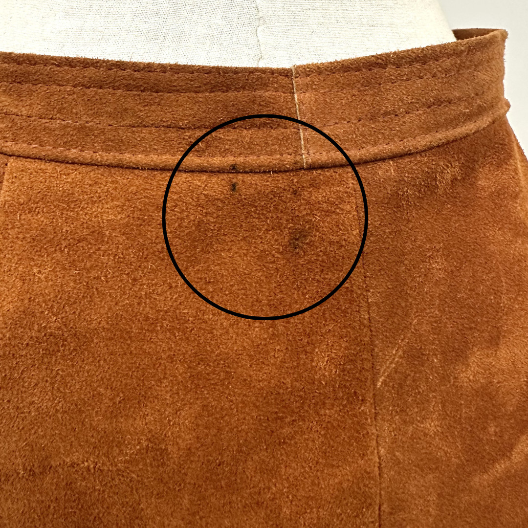 Vintage 1970s Rust Color Snap Up Heavy Suede Skirt