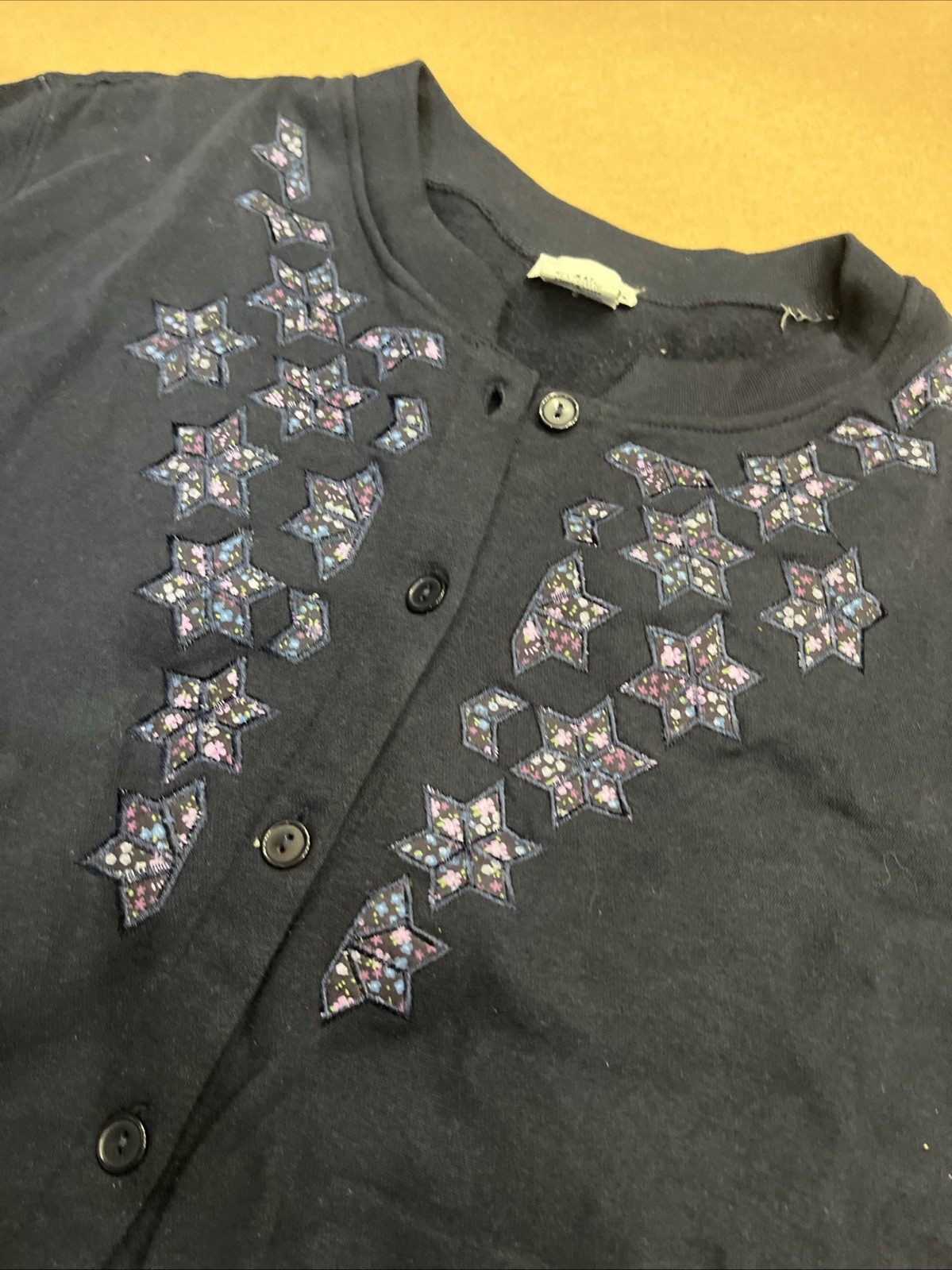 Vintage BonWorth Snowflake Embroidered Cardigan Women Navy Grandma Size Large