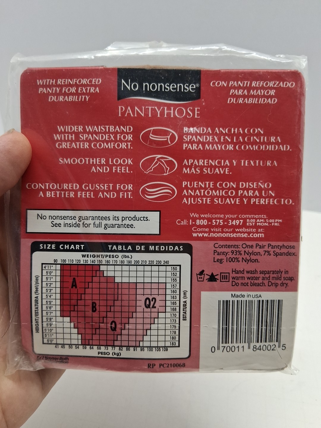 No Nonsense Regular Pantyhose Size A Tan Reinforced Toe